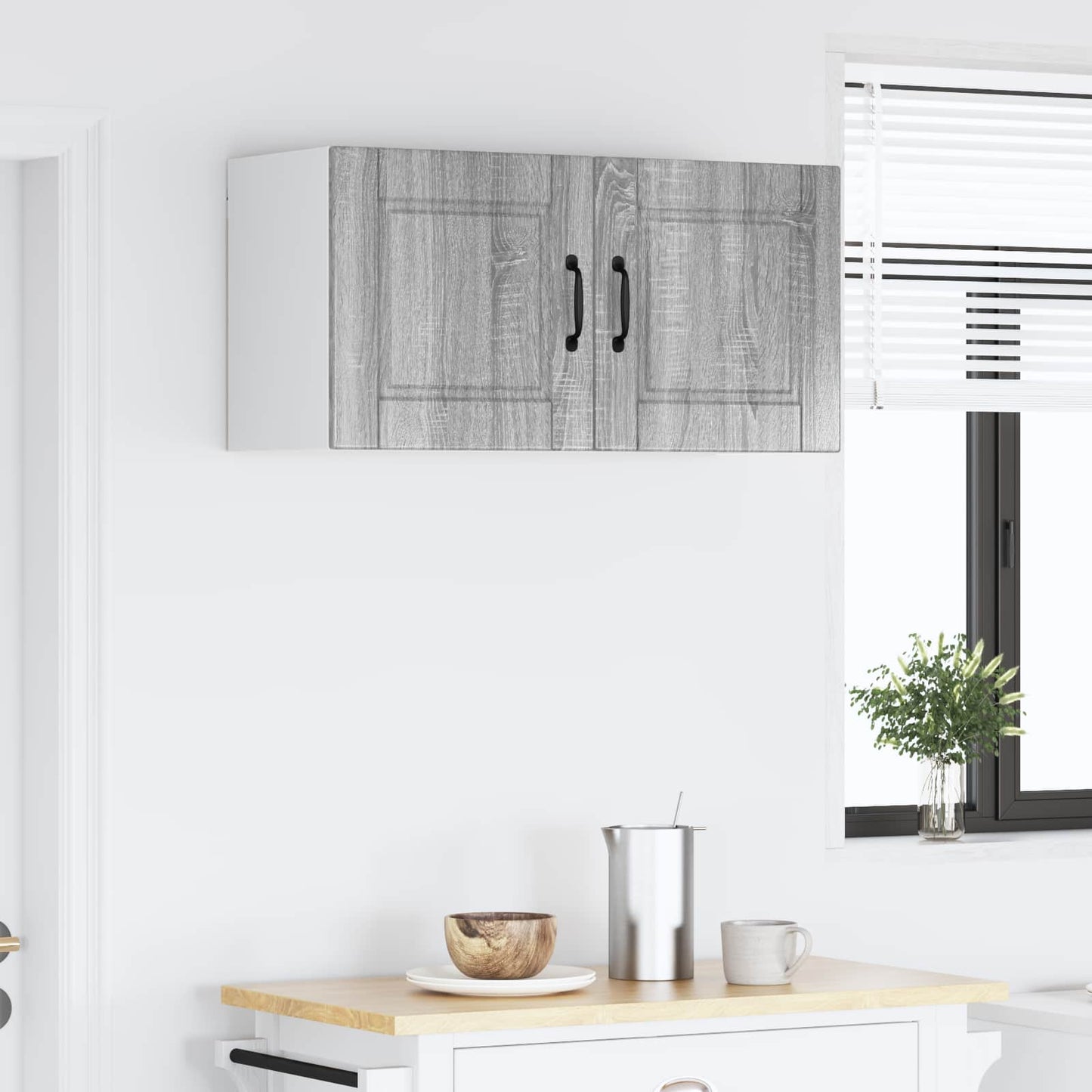 Veggskap PORTO Grå Sonoma 80 x 31 x 40 cm Konstruert tre