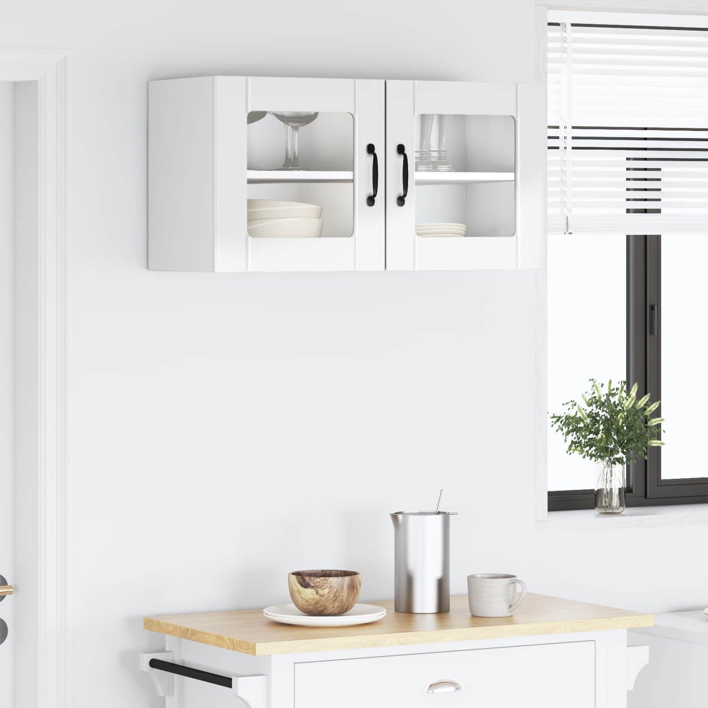 Vegghylle PORTO Høyglanset hvit 80 x 31 x 40 cm Konstruert tre