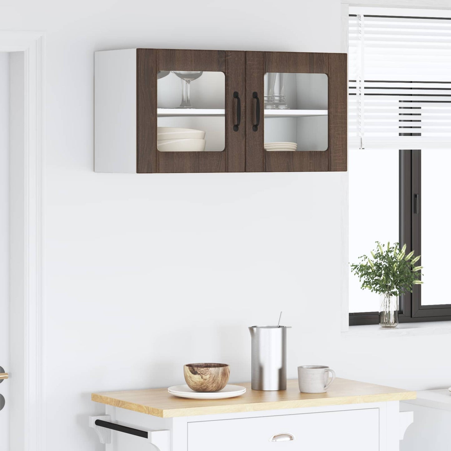 Vegghylle PORTO Brun Eik 80 x 31 x 40 cm Konstruert tre