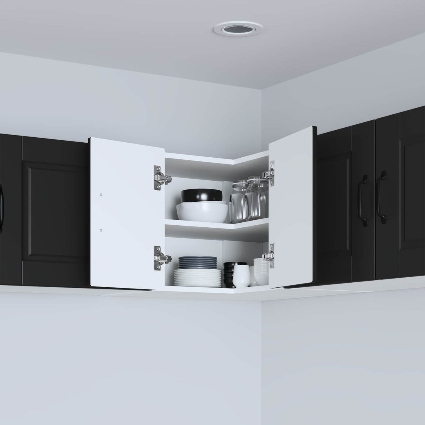 Vegghjørneskap PORTO Svart 57 x 57 x 40 cm Konstruert tre