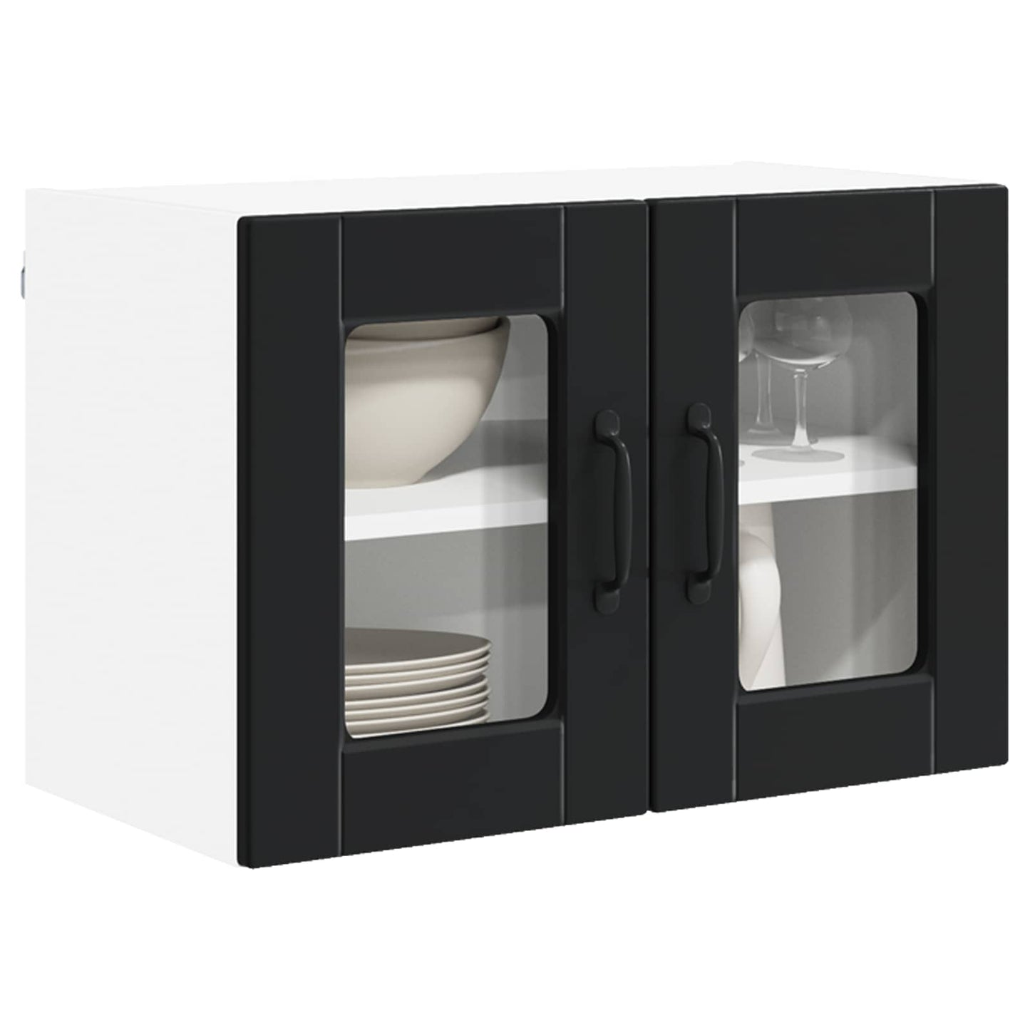 Vegghylle PORTO 2 pcs Svart 60 x 31 x 40 cm Konstruert tre
