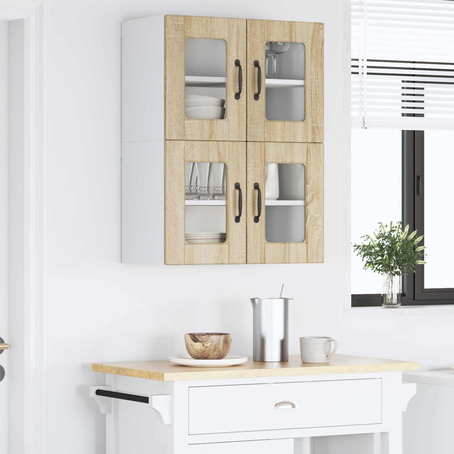 Vegghylle PORTO 2 pcs Sonoma eik 60 x 31 x 40 cm Konstruert tre