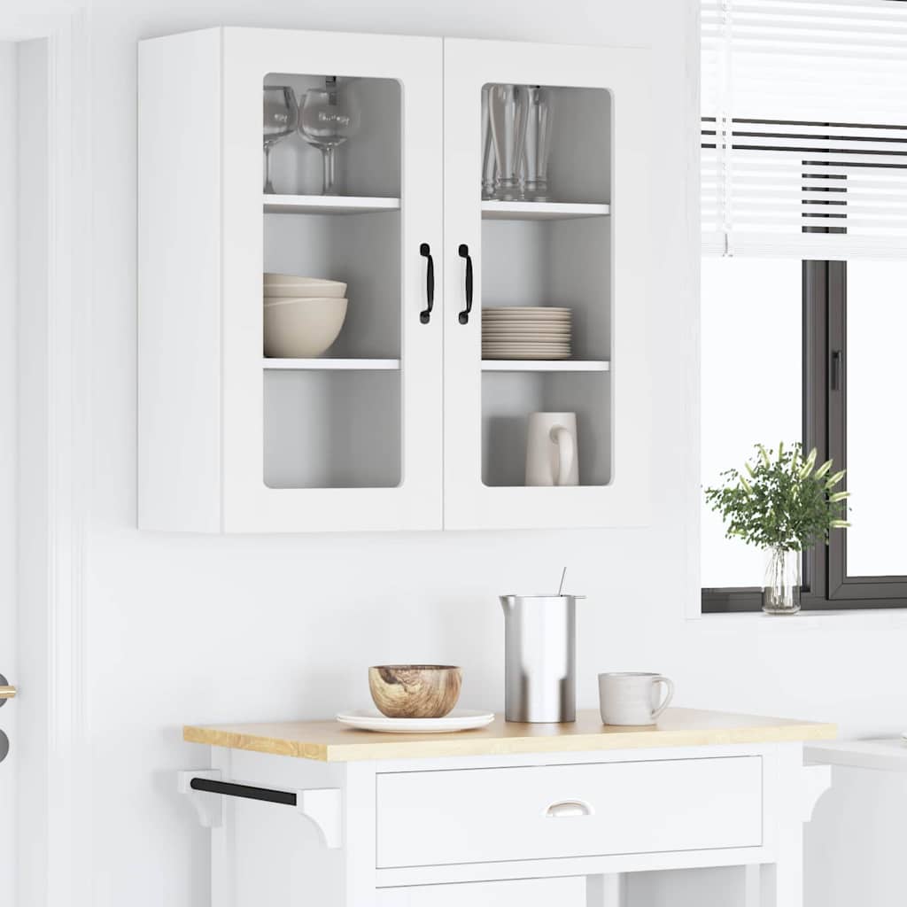 Vegghylle PORTO 2 pcs Hvit 40 x 31 x 80 cm Konstruert tre