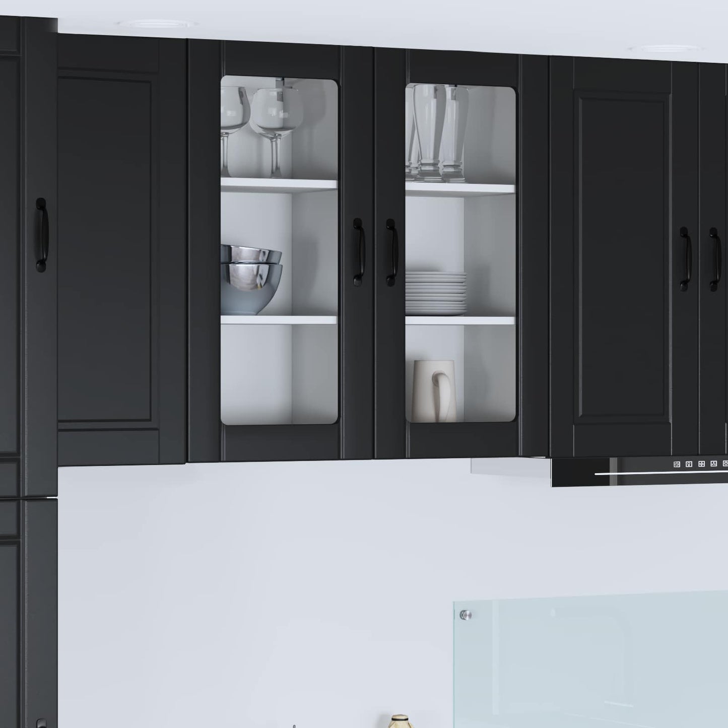 Vegghylle PORTO Svart 40 x 31 x 80 cm Konstruert tre