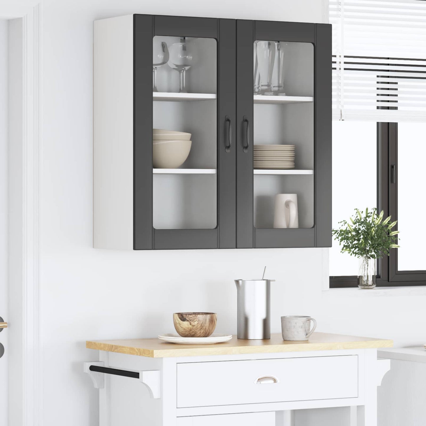 Vegghylleskap PORTO 2 pcs Svart 40 x 31 x 80 cm Konstruert tre