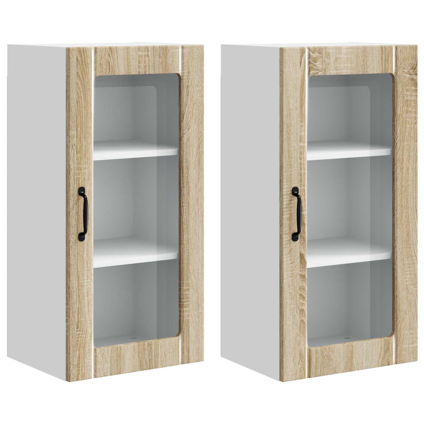 Vegghylle PORTO 2 pcs Sonoma eik 40 x 31 x 80 cm Konstruert tre