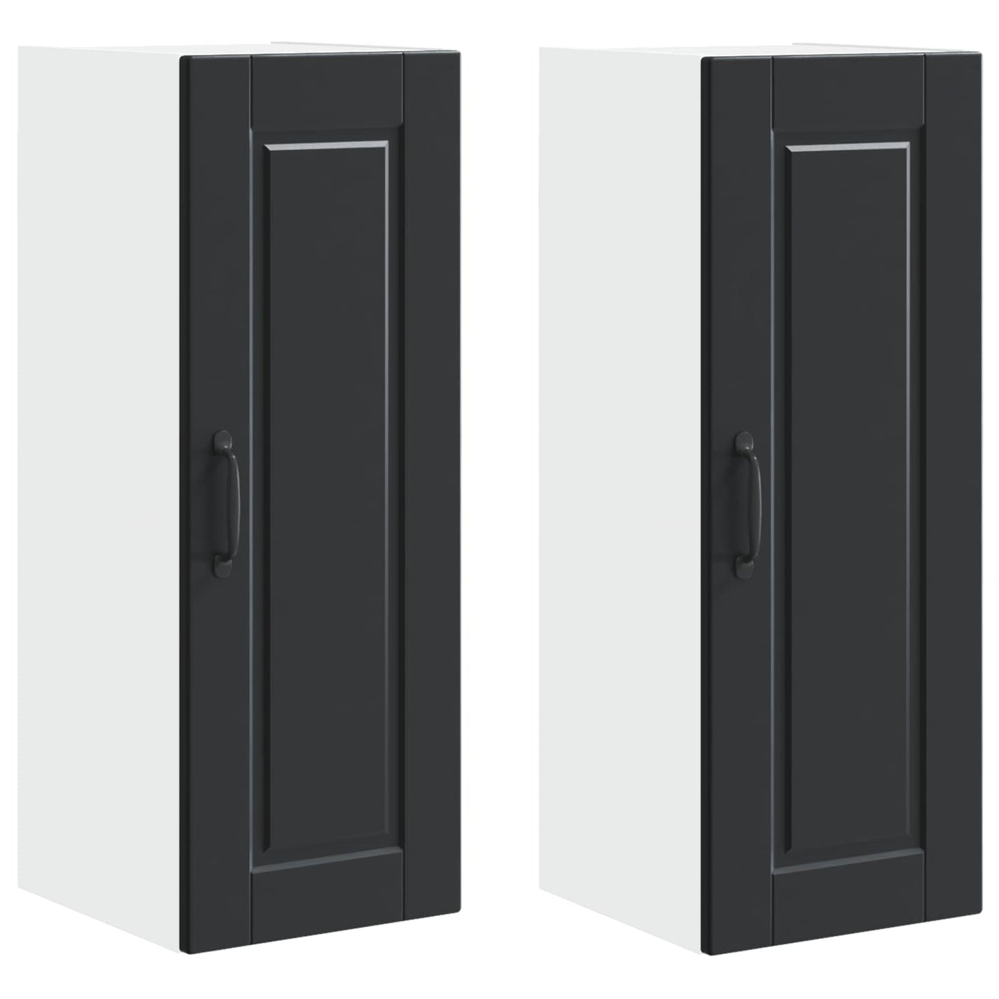 Veggskap PORTO 2 pcs Svart 30 x 31 x 80 cm Konstruert tre