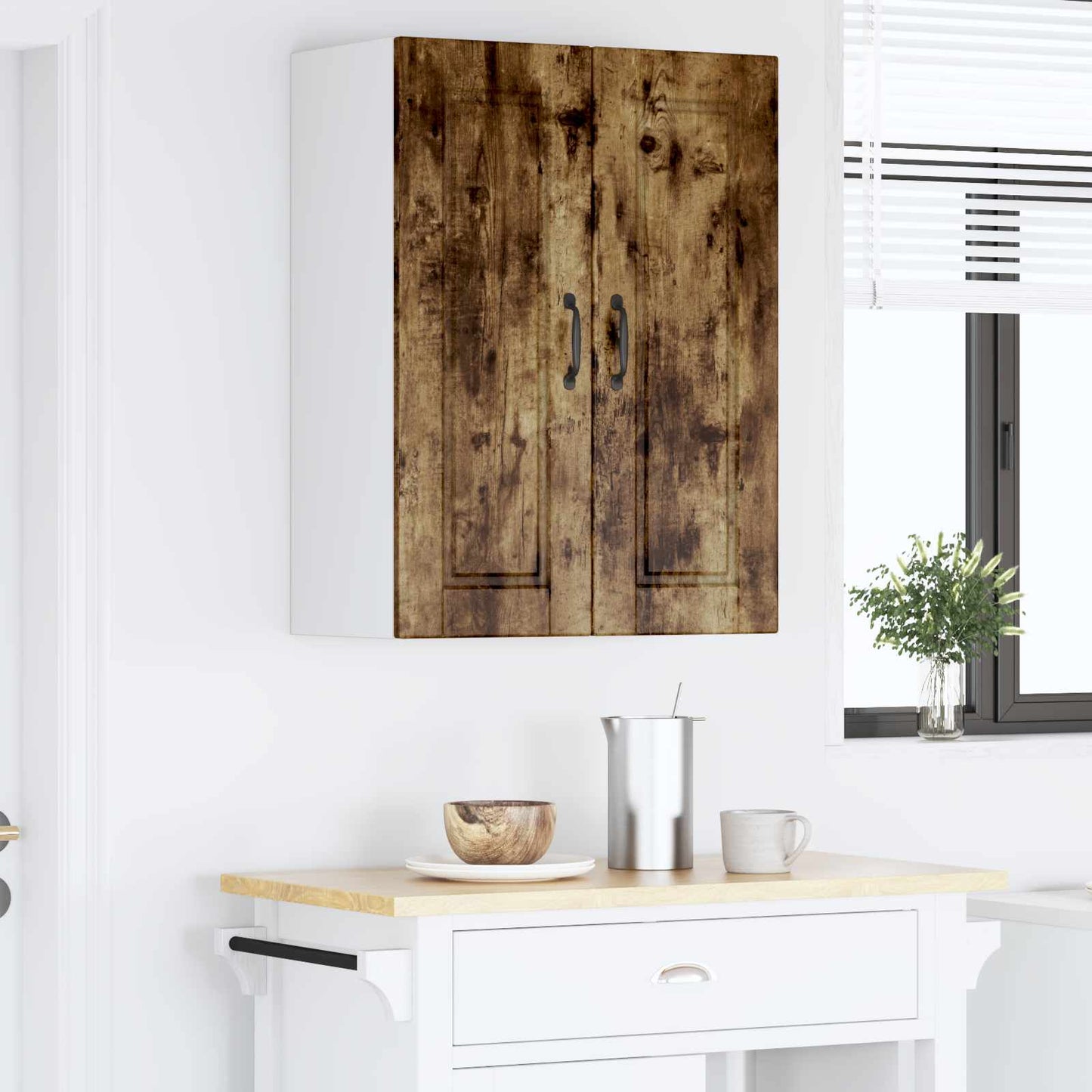 Veggskap PORTO 2 pcs Røkt eik 30 x 31 x 80 cm Konstruert tre