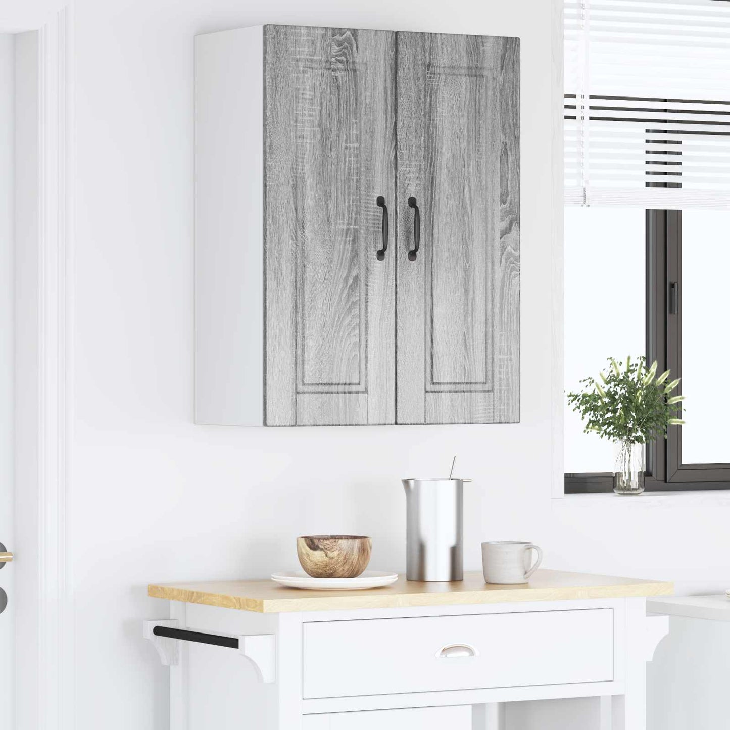 Veggskap PORTO 2 pcs Grå Sonoma 30 x 31 x 80 cm Konstruert tre