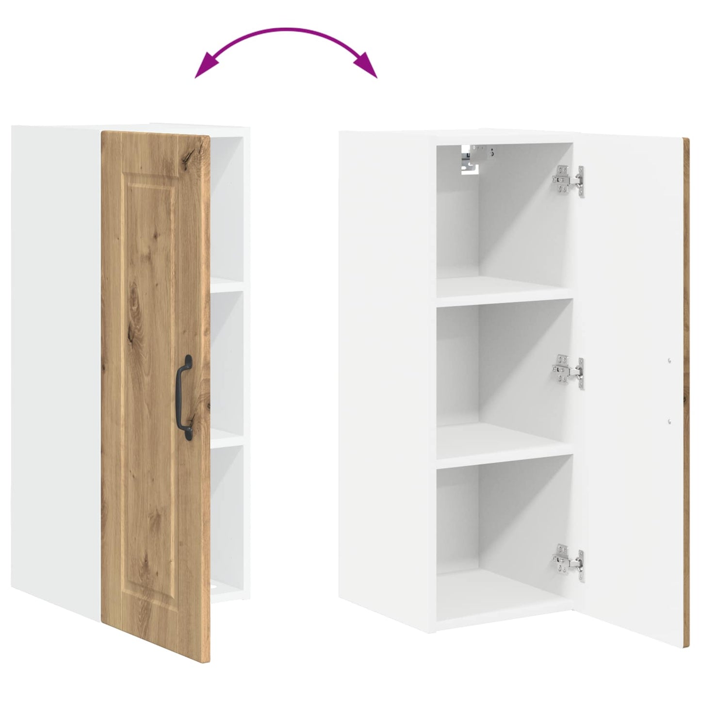 Veggskap PORTO Artisan Eik 30 x 31 x 80 cm Konstruert tre