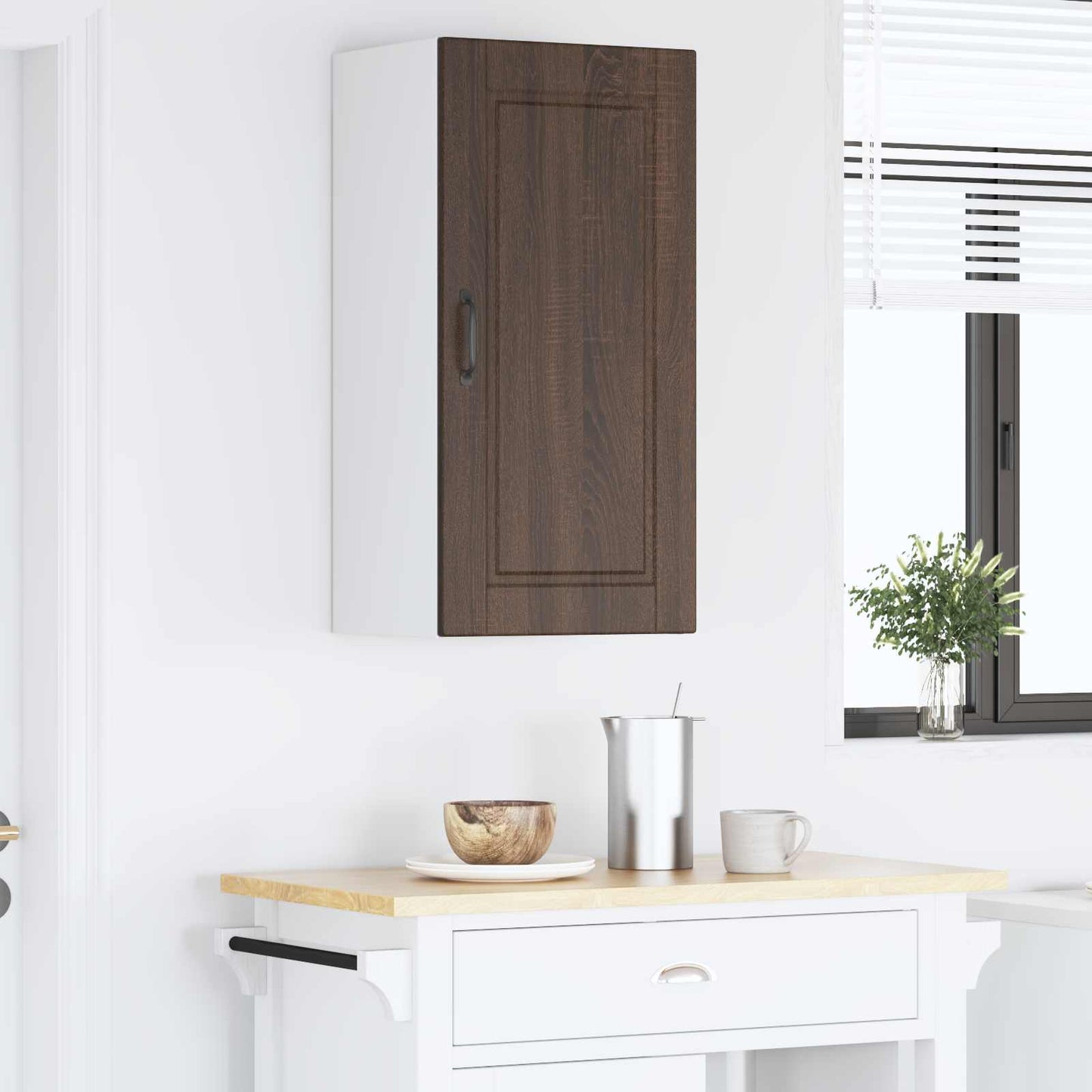 Veggskap PORTO Brun Eik 40 x 31 x 80 cm Konstruert tre