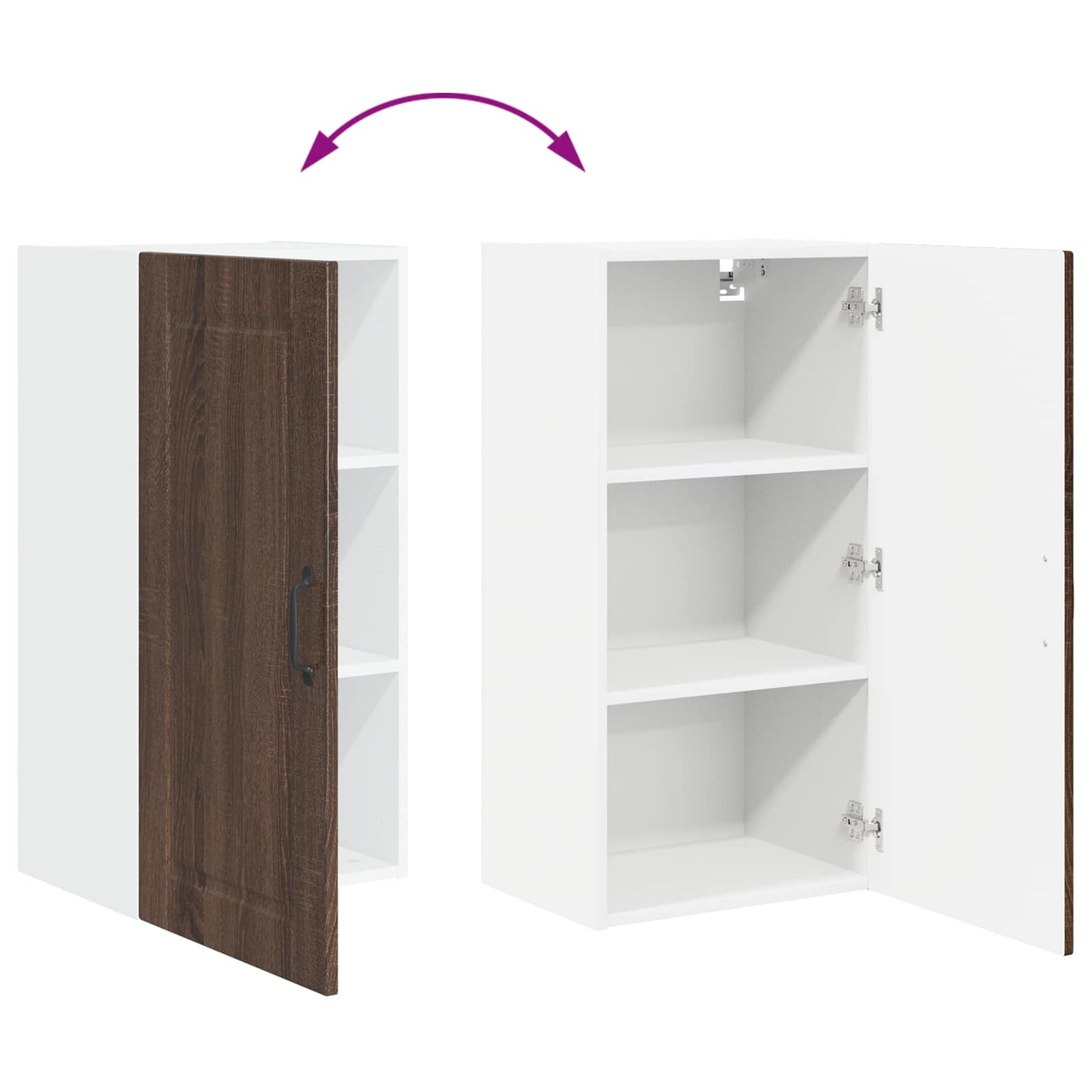 Veggskap PORTO Brun Eik 40 x 31 x 80 cm Konstruert tre