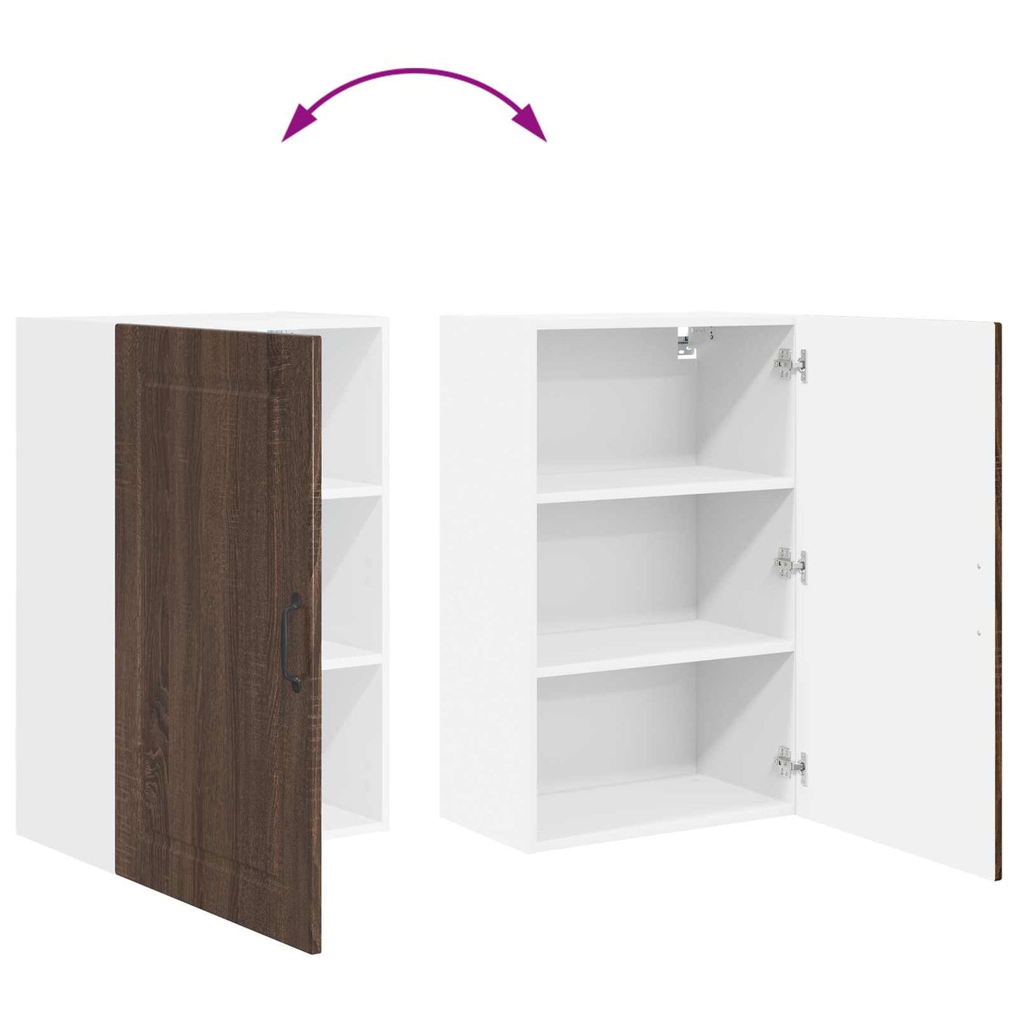 Veggskap PORTO Brun Eik 50 x 31 x 80 cm Konstruert tre