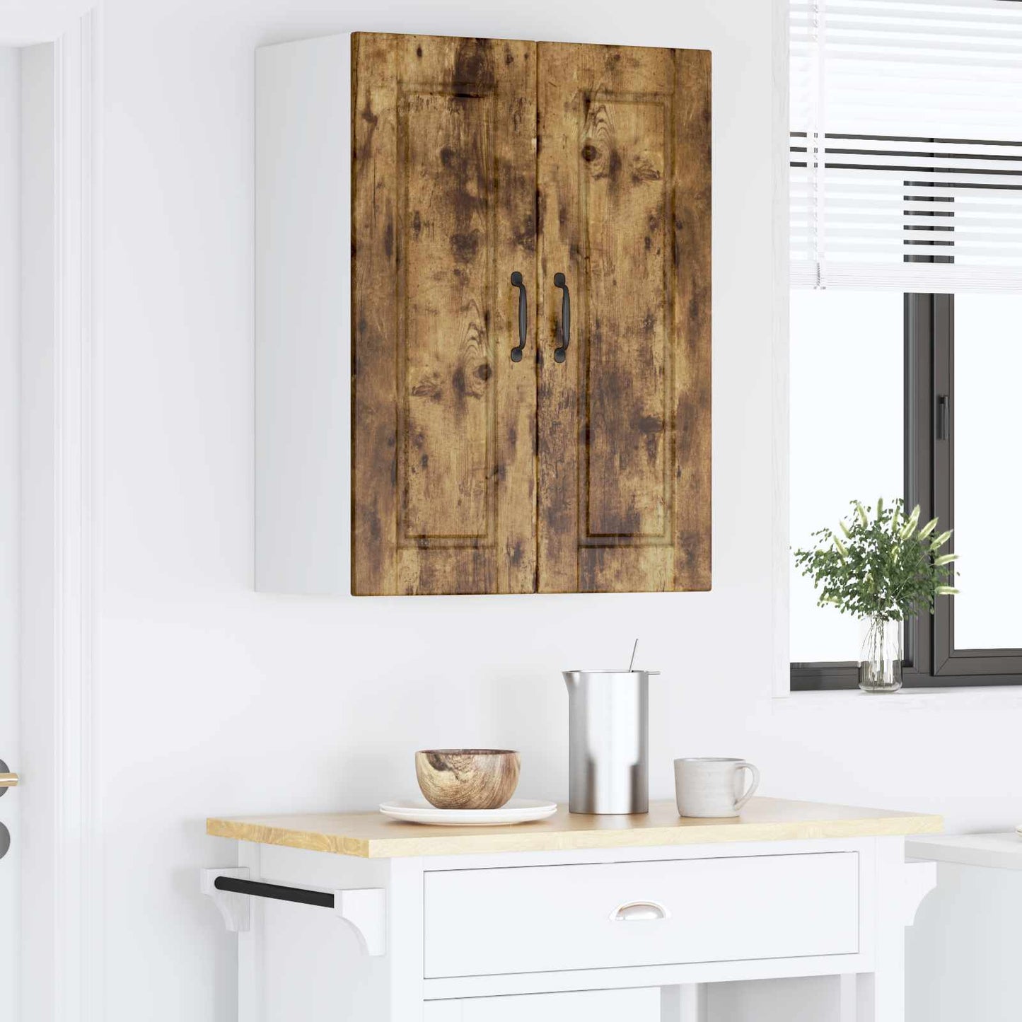 Veggskap PORTO Røkt eik 60 x 31 x 80 cm Konstruert tre