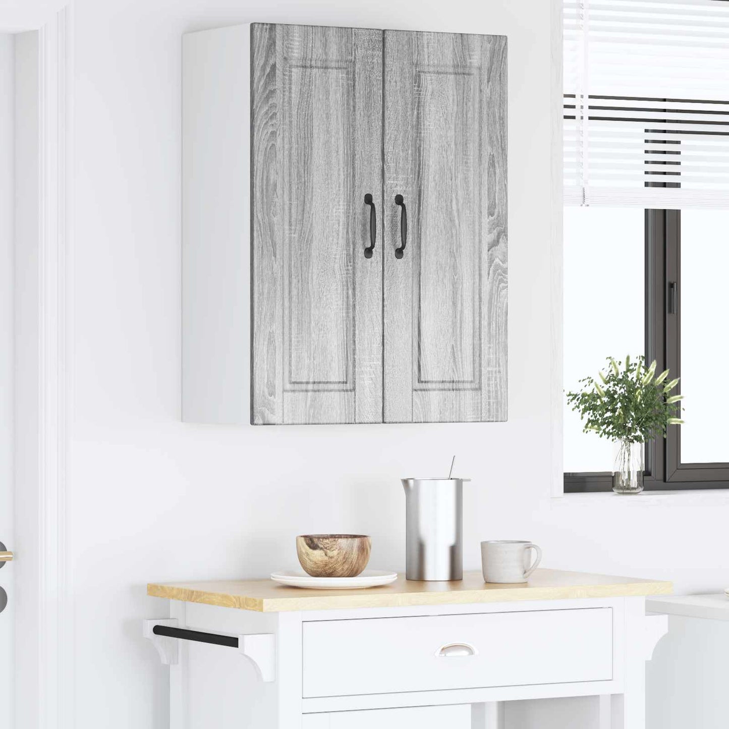 Veggskap PORTO Grå Sonoma 60 x 31 x 80 cm Konstruert tre