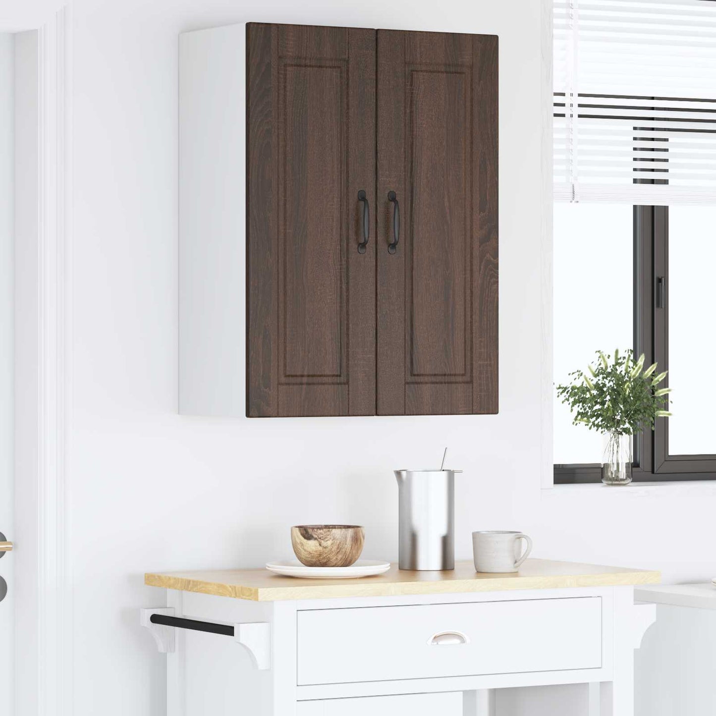 Veggskap PORTO Brun Eik 60 x 31 x 80 cm Konstruert tre