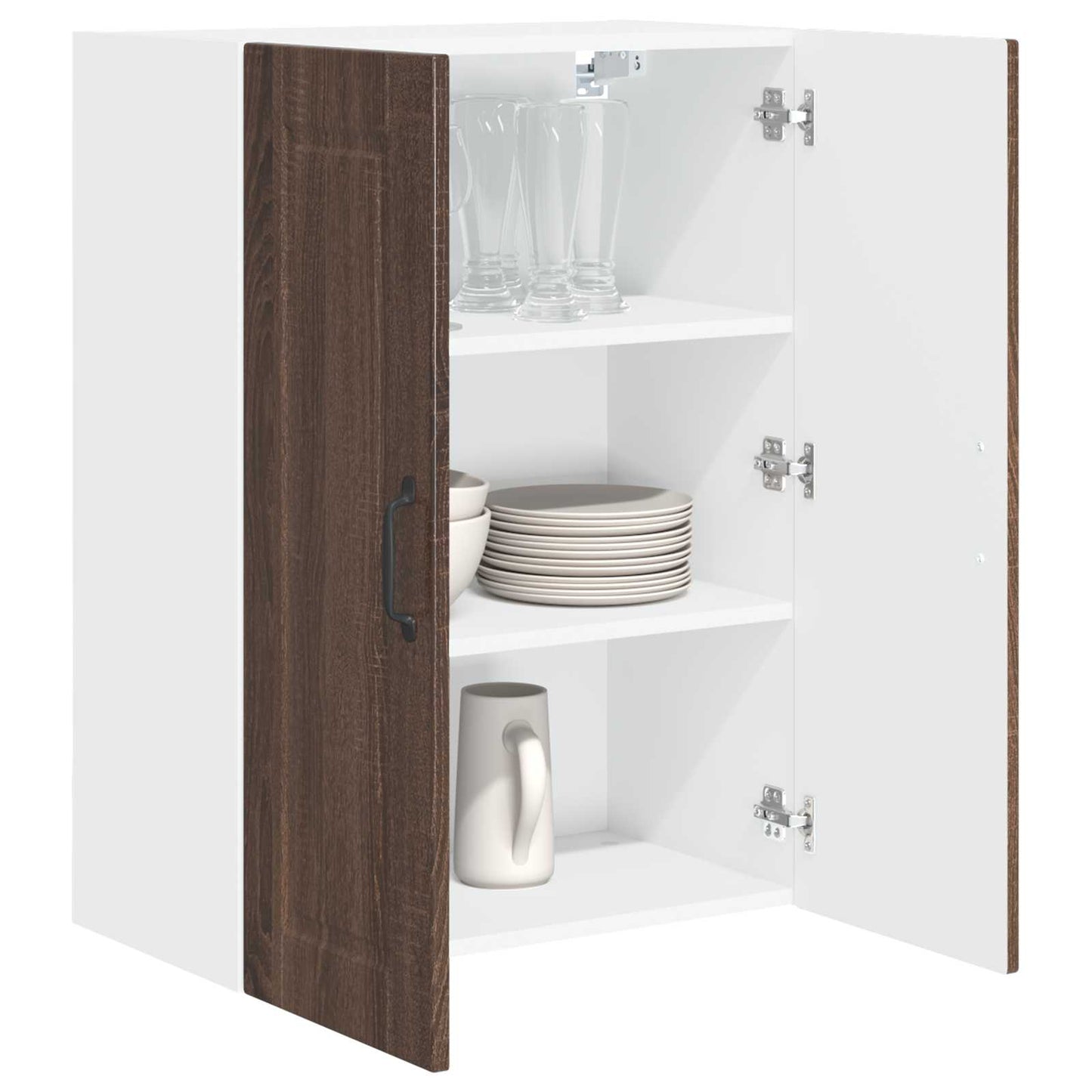 Veggskap PORTO Brun Eik 60 x 31 x 80 cm Konstruert tre