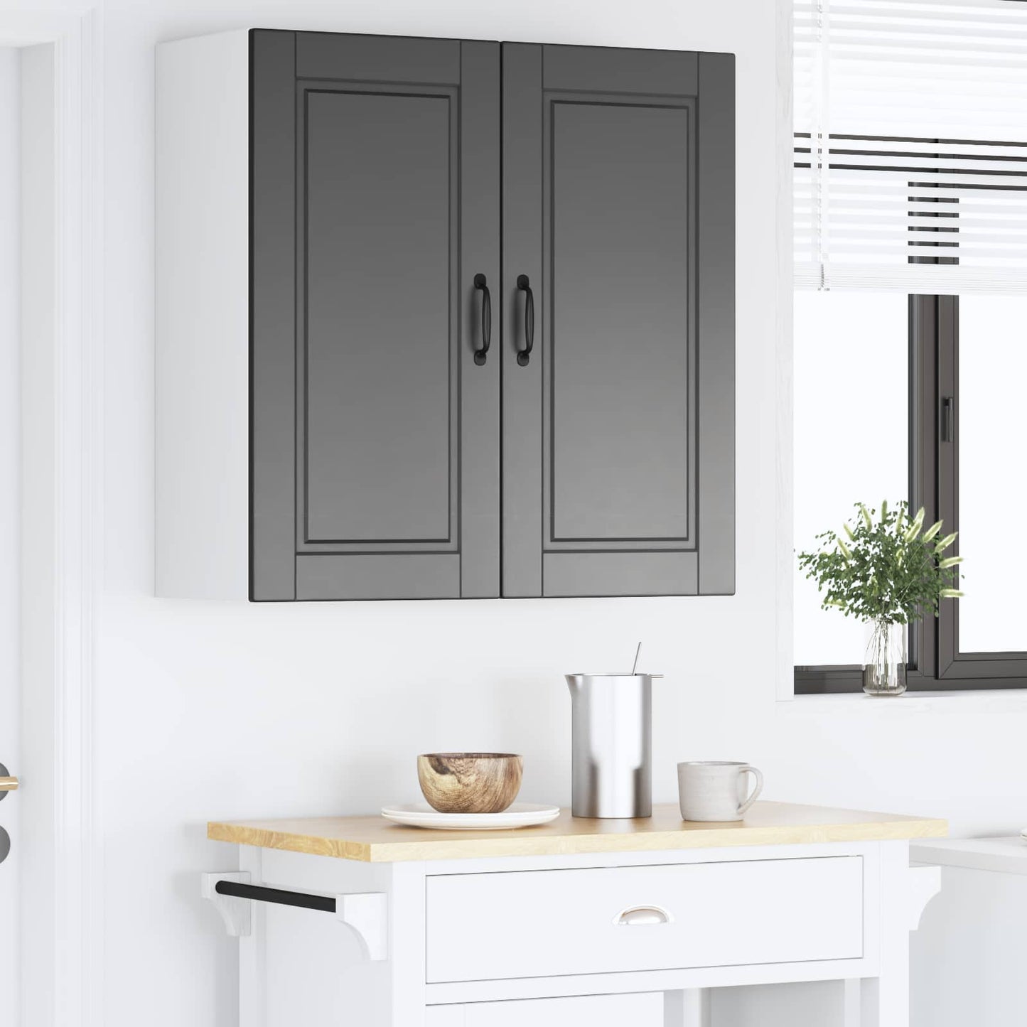 Veggskap PORTO Svart 80 x 31 x 80 cm Konstruert tre