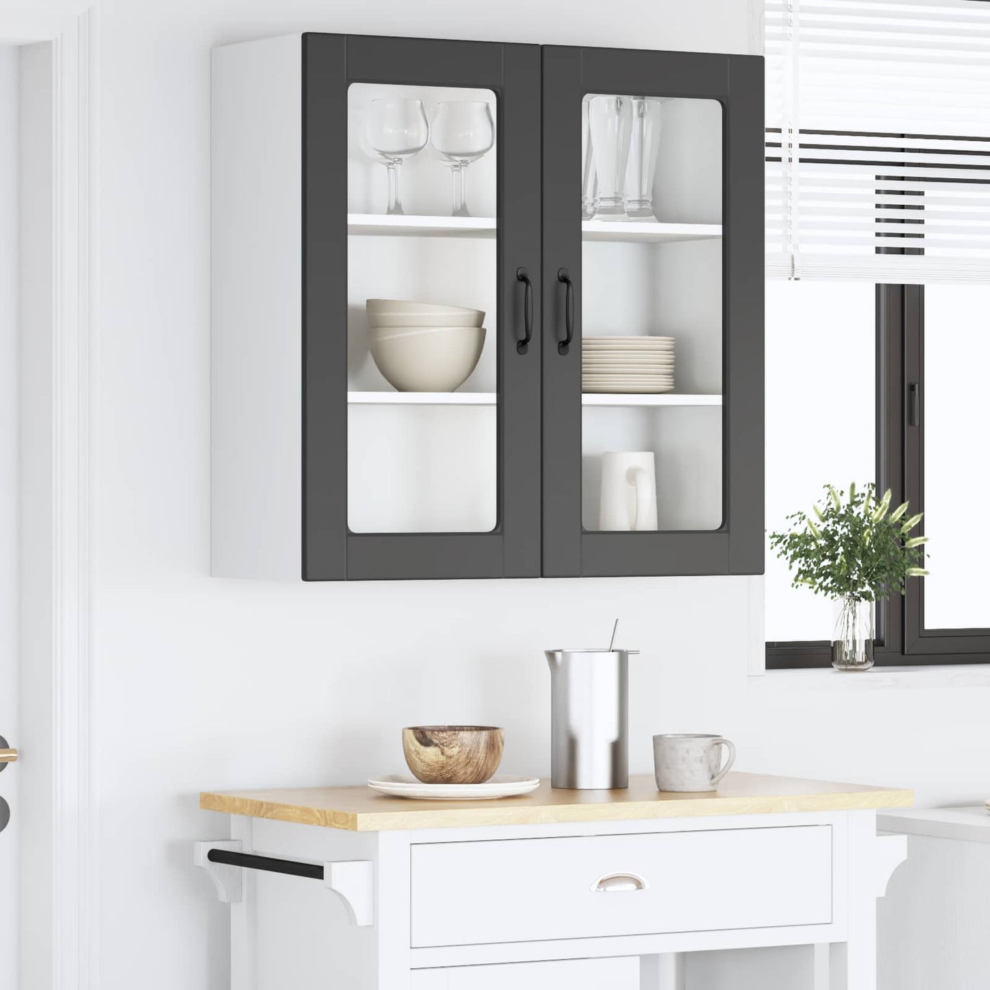 Vegghylle PORTO Svart 80 x 31 x 80 cm Konstruert tre