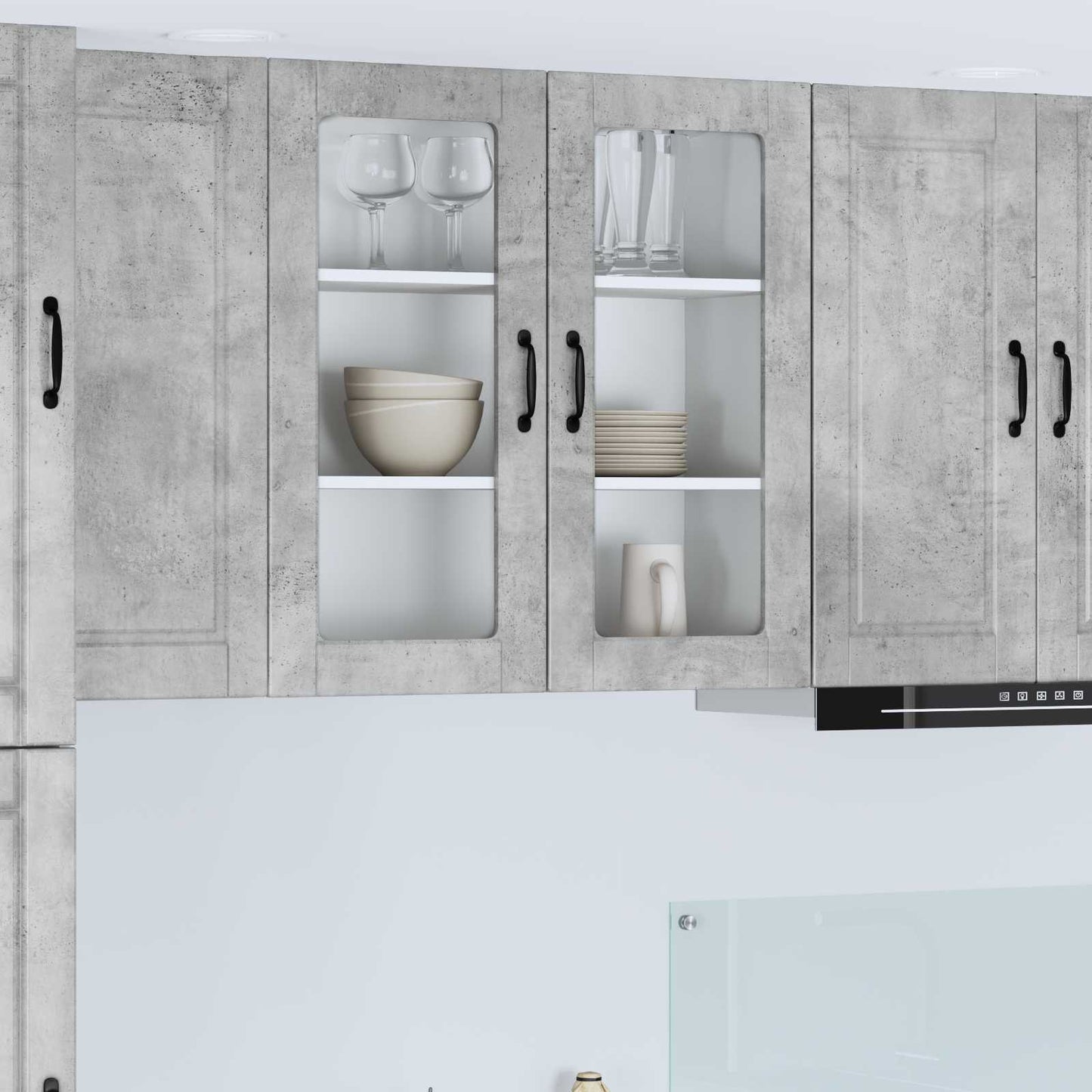 Vegghylle PORTO Betonggrå 80 x 31 x 80 cm Konstruert tre
