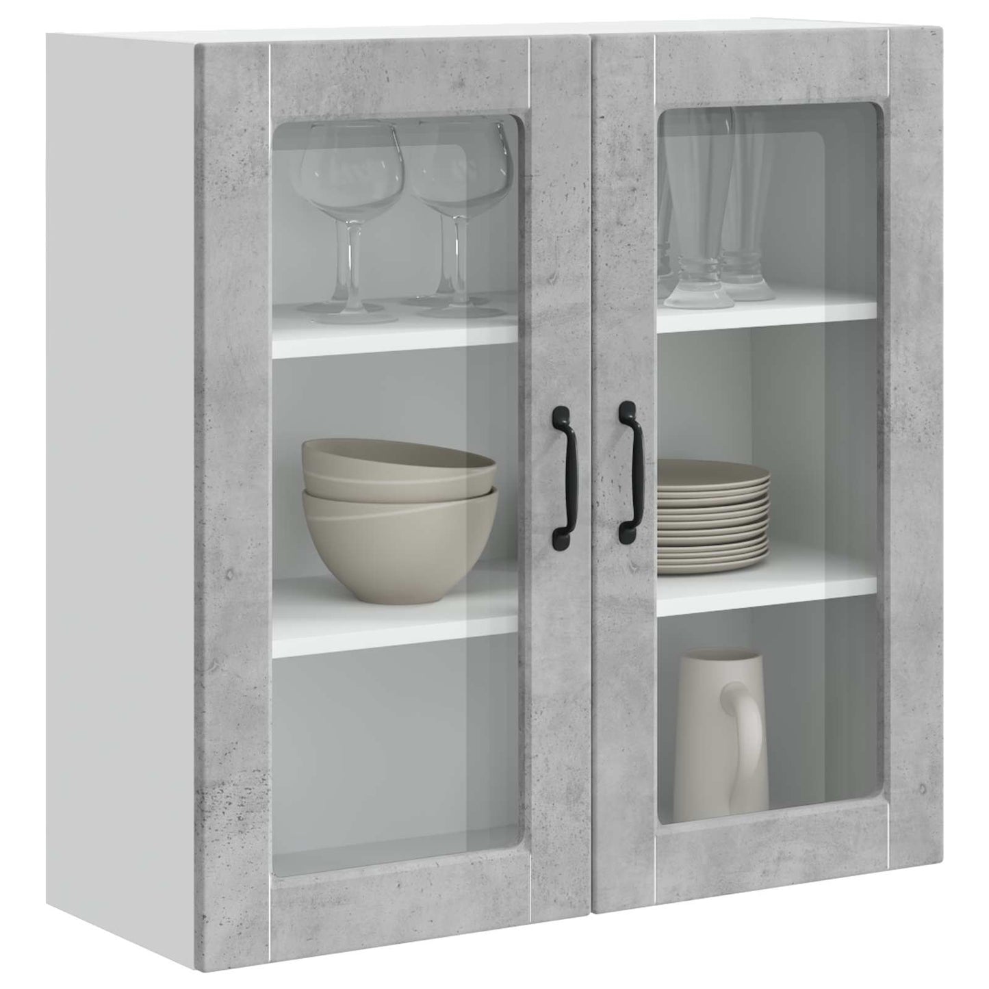 Vegghylle PORTO Betonggrå 80 x 31 x 80 cm Konstruert tre