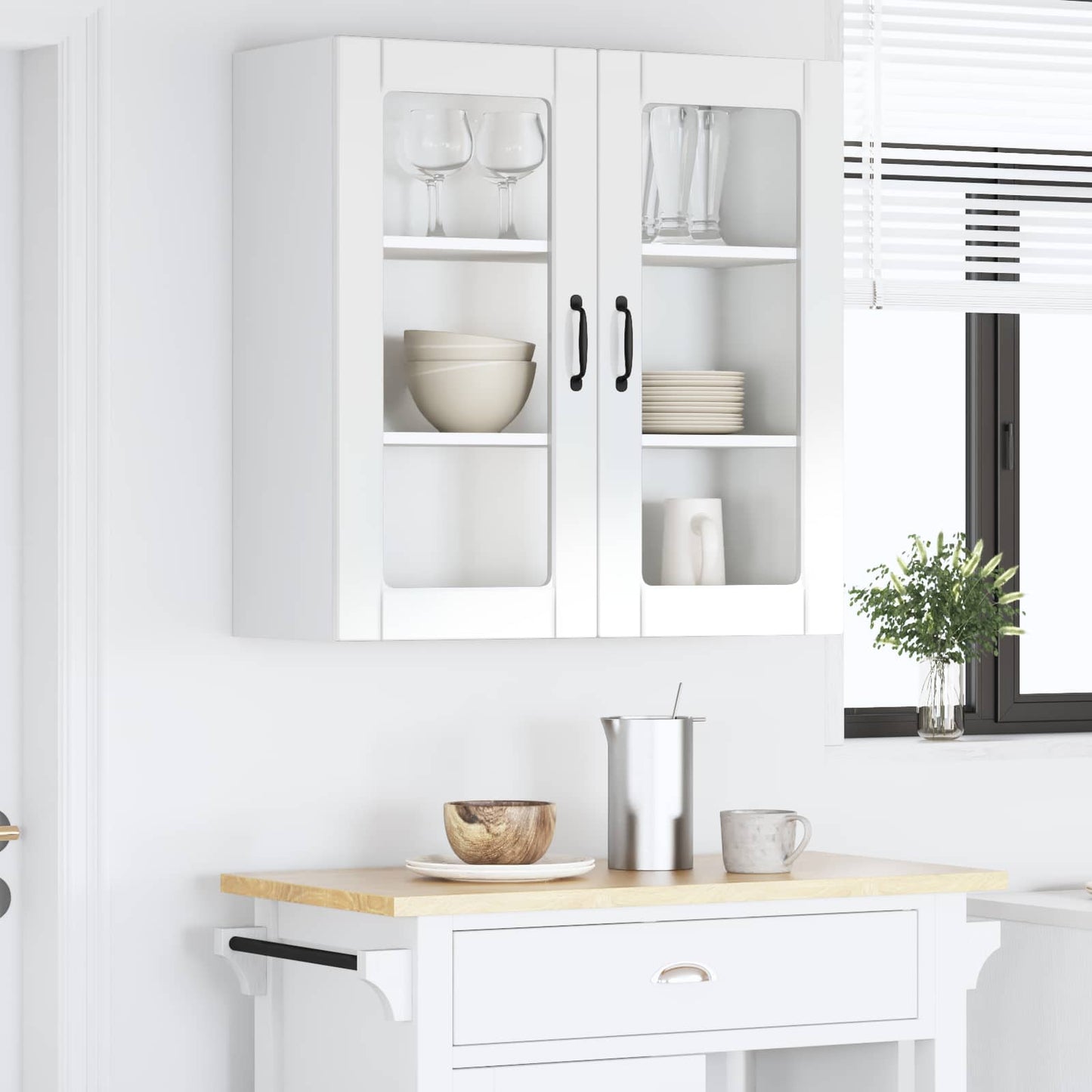 Vegghylle PORTO Høyglanset hvit 80 x 31 x 80 cm Konstruert tre