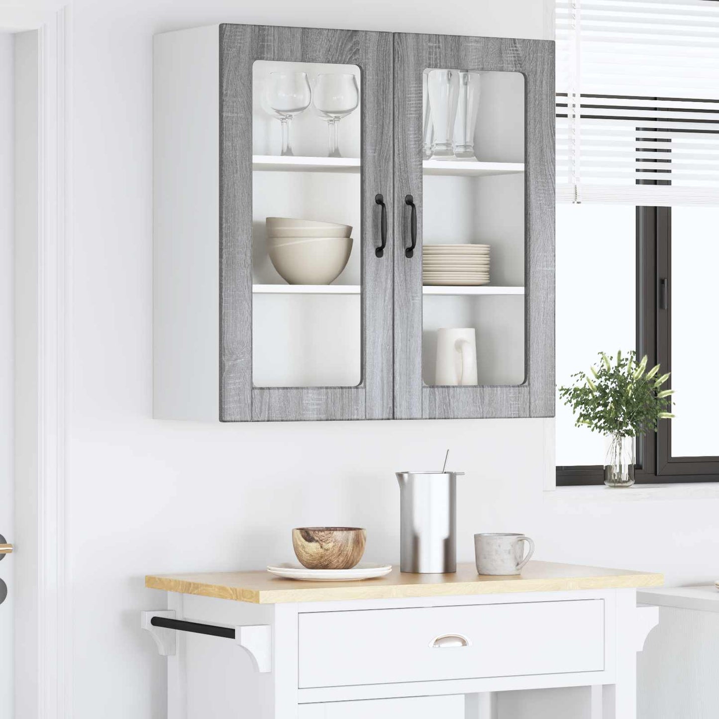 Vegghylle PORTO Grå Sonoma 80 x 31 x 80 cm Konstruert tre