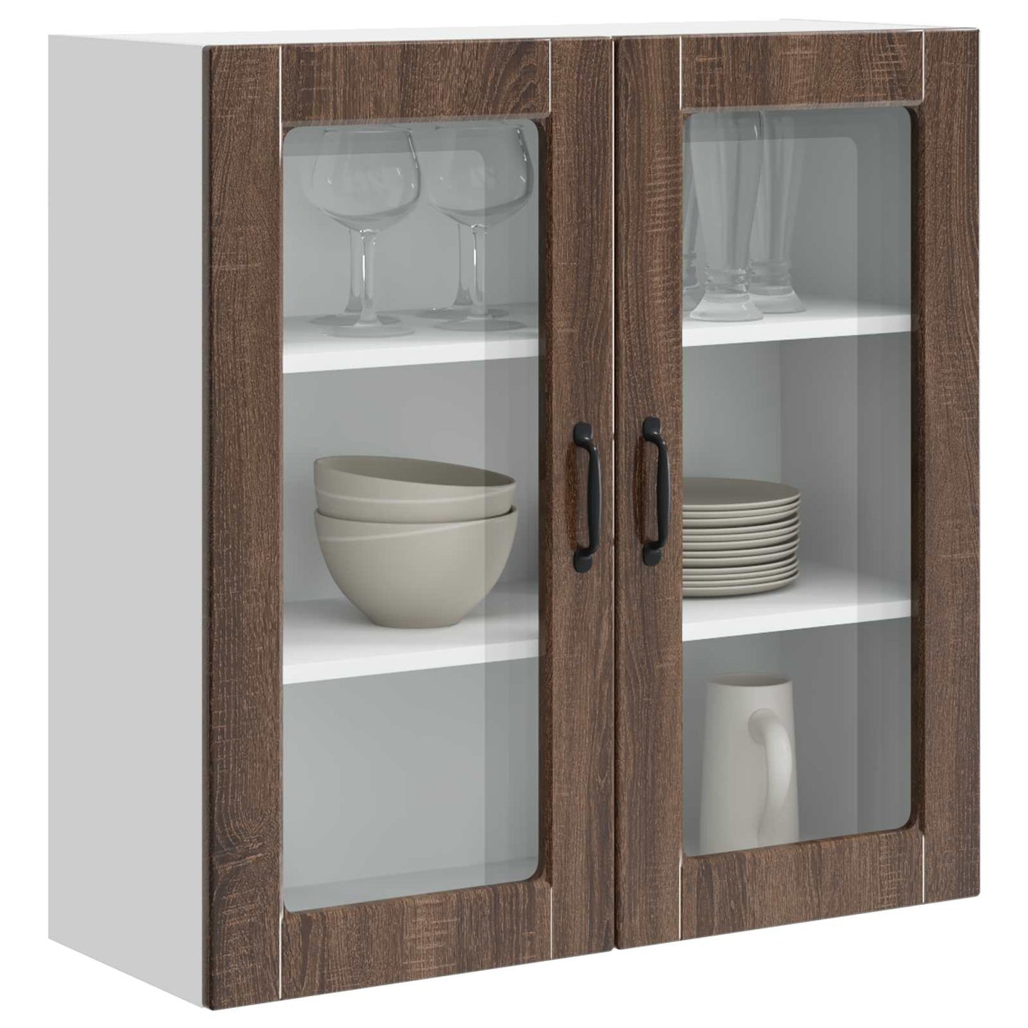 Vegghylle PORTO Brun Eik 80 x 31 x 80 cm Konstruert tre