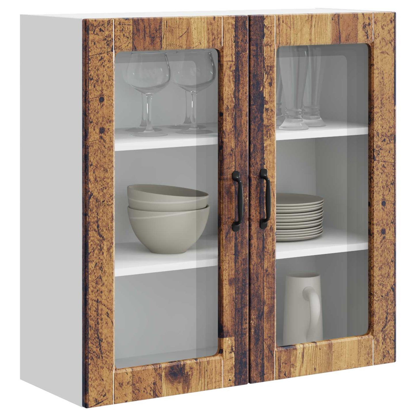 Vegghylle PORTO Gammelt tre 80 x 31 x 80 cm Konstruert tre