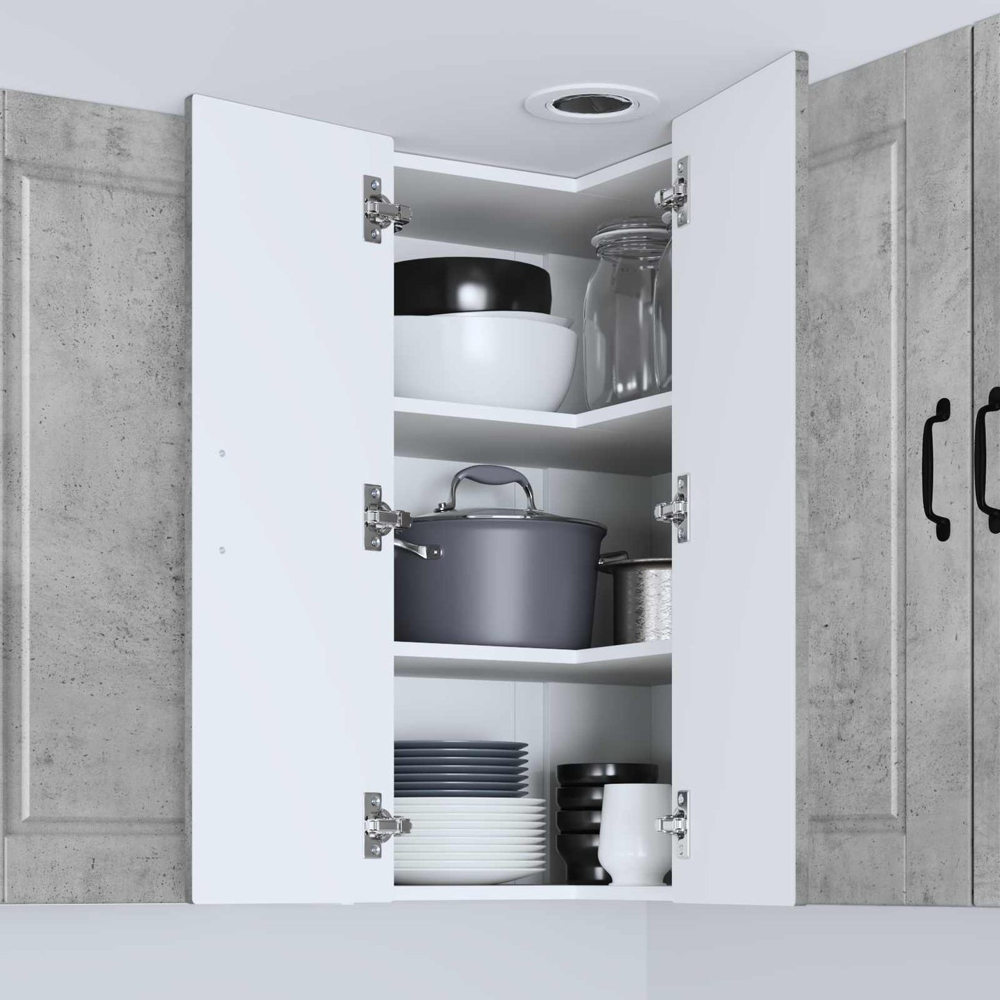 Vegghjørneskap PORTO Betonggrå 57 x 57 x 80 cm Konstruert tre