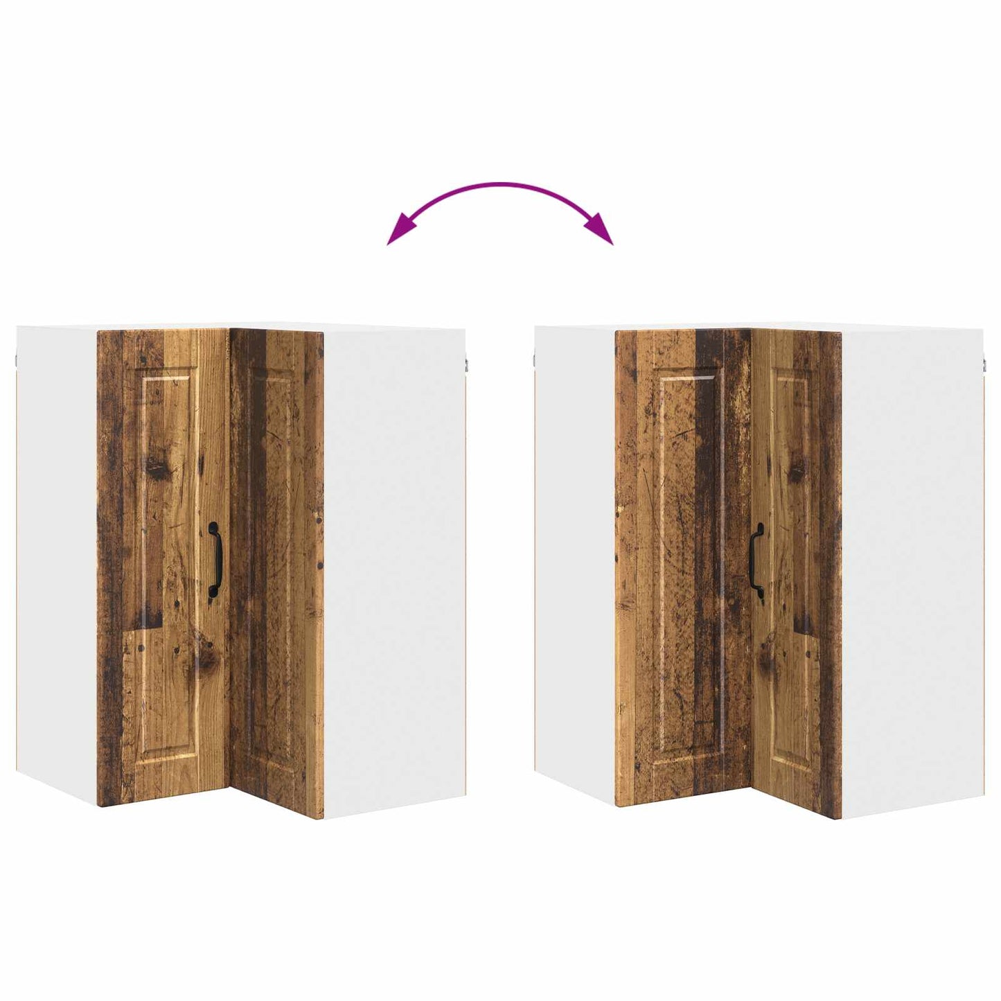 Vegghjørneskap PORTO Gammelt tre 57 x 57 x 80 cm Konstruert tre
