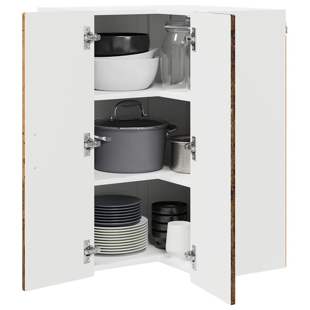 Vegghjørneskap PORTO Gammelt tre 57 x 57 x 80 cm Konstruert tre