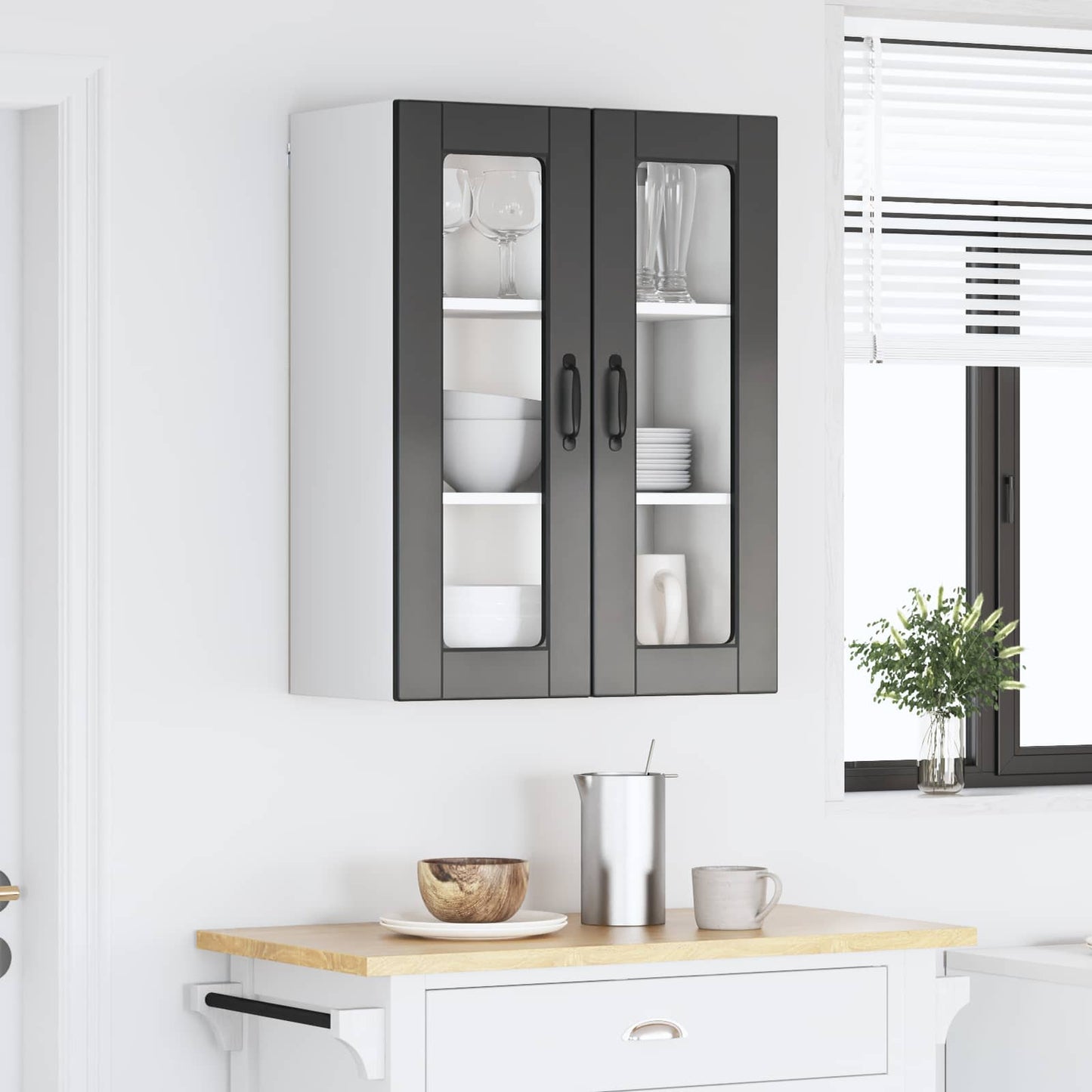 Vegghylle PORTO Svart 60 x 31 x 80 cm Konstruert tre