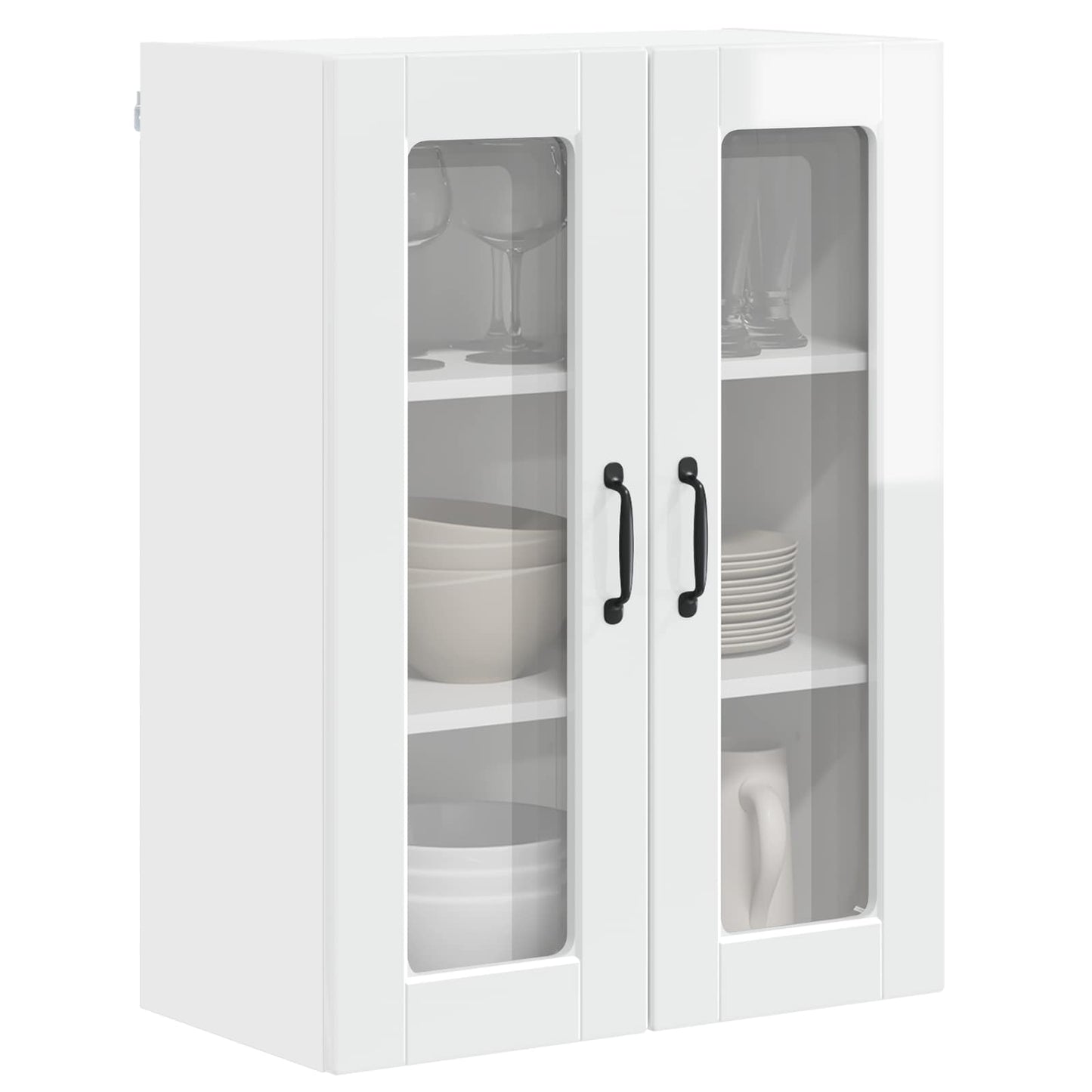 Vegghylle Høyglanset hvit 60 x 31 x 80 cm Konstruert tre