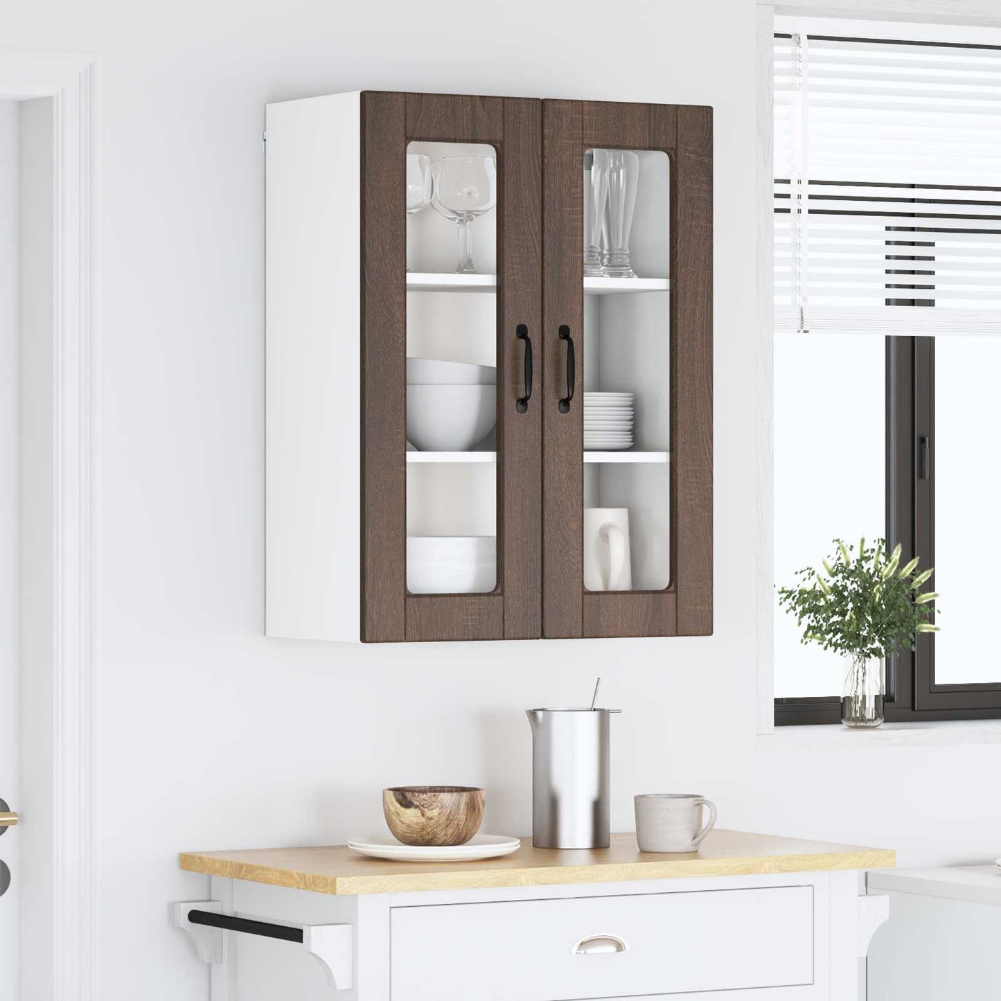 Vegghylle PORTO Brun Eik 60 x 31 x 80 cm Konstruert tre
