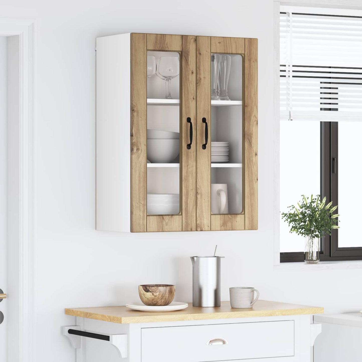 Vegghylle PORTO Artisan Eik 60 x 31 x 80 cm Konstruert tre