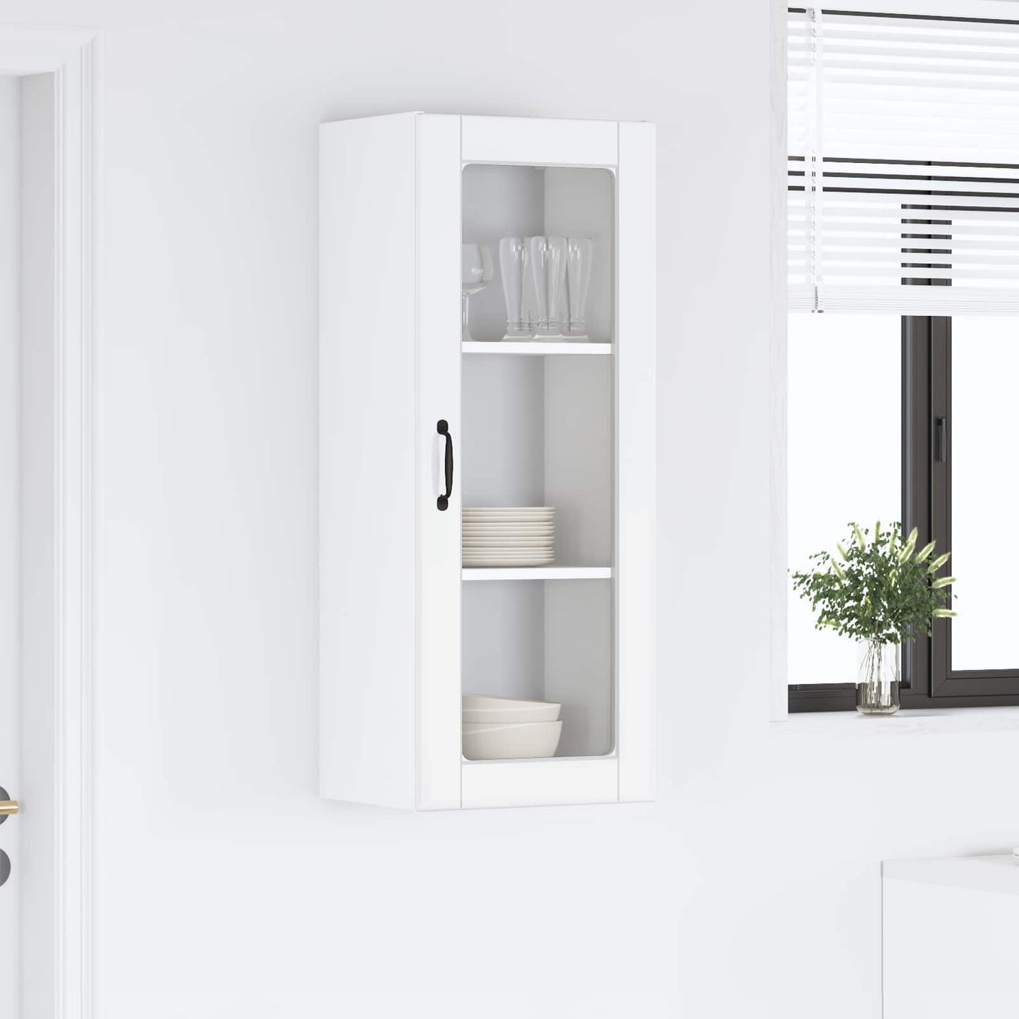 Vegghylle PORTO Høyglanset hvit 40 x 31 x 100 cm Konstruert tre