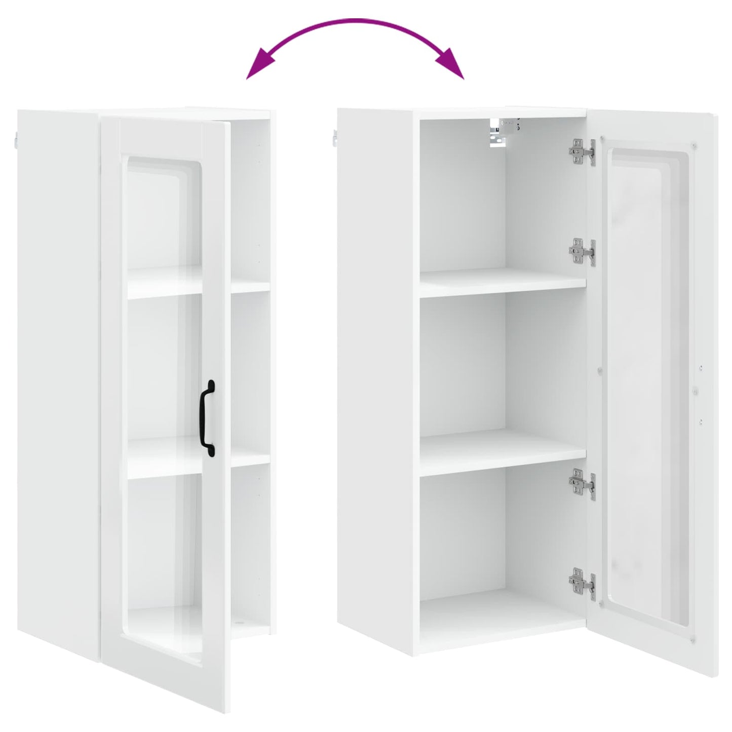 Vegghylle PORTO Høyglanset hvit 40 x 31 x 100 cm Konstruert tre