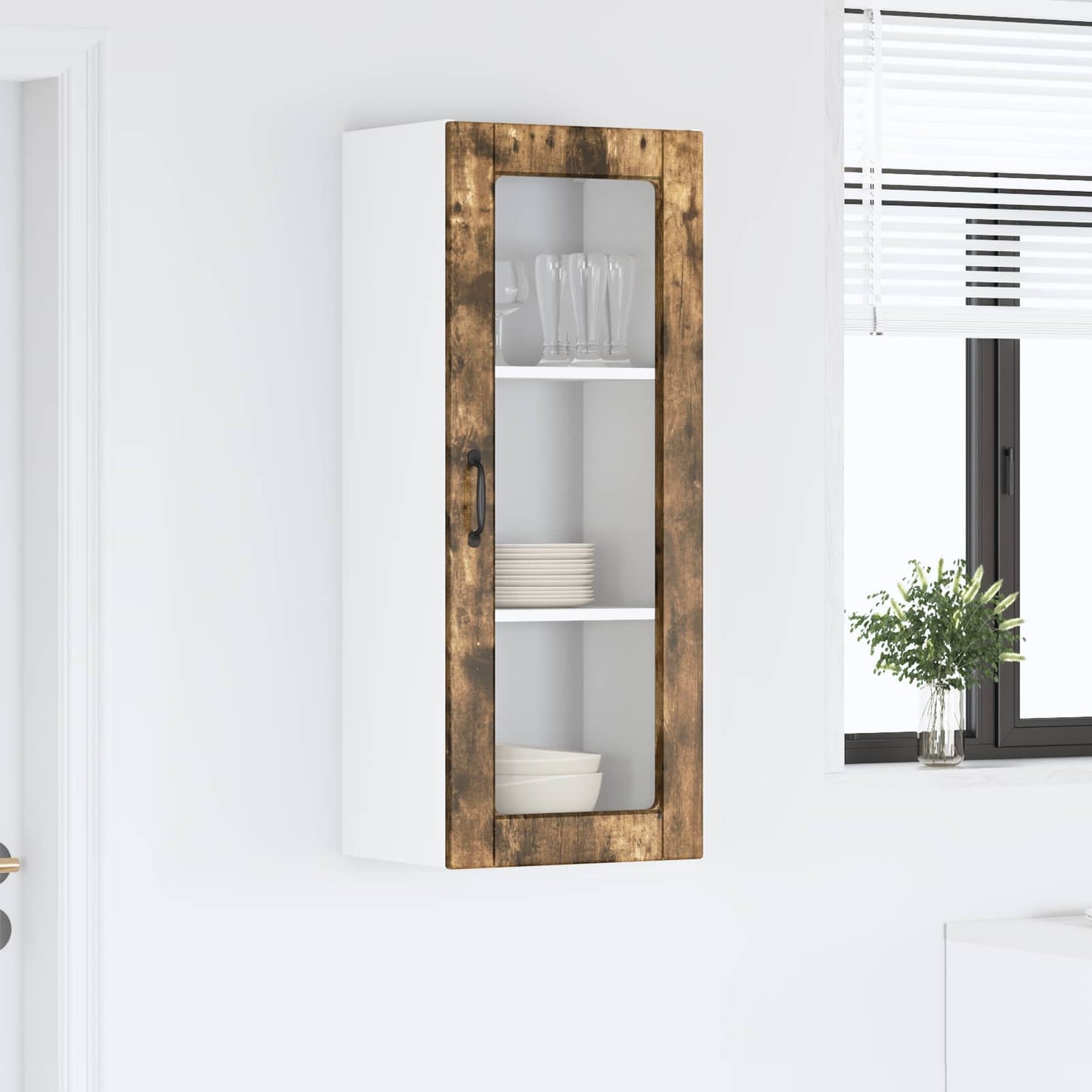 Vegghylle PORTO Røkt eik 40 x 31 x 100 cm Konstruert tre
