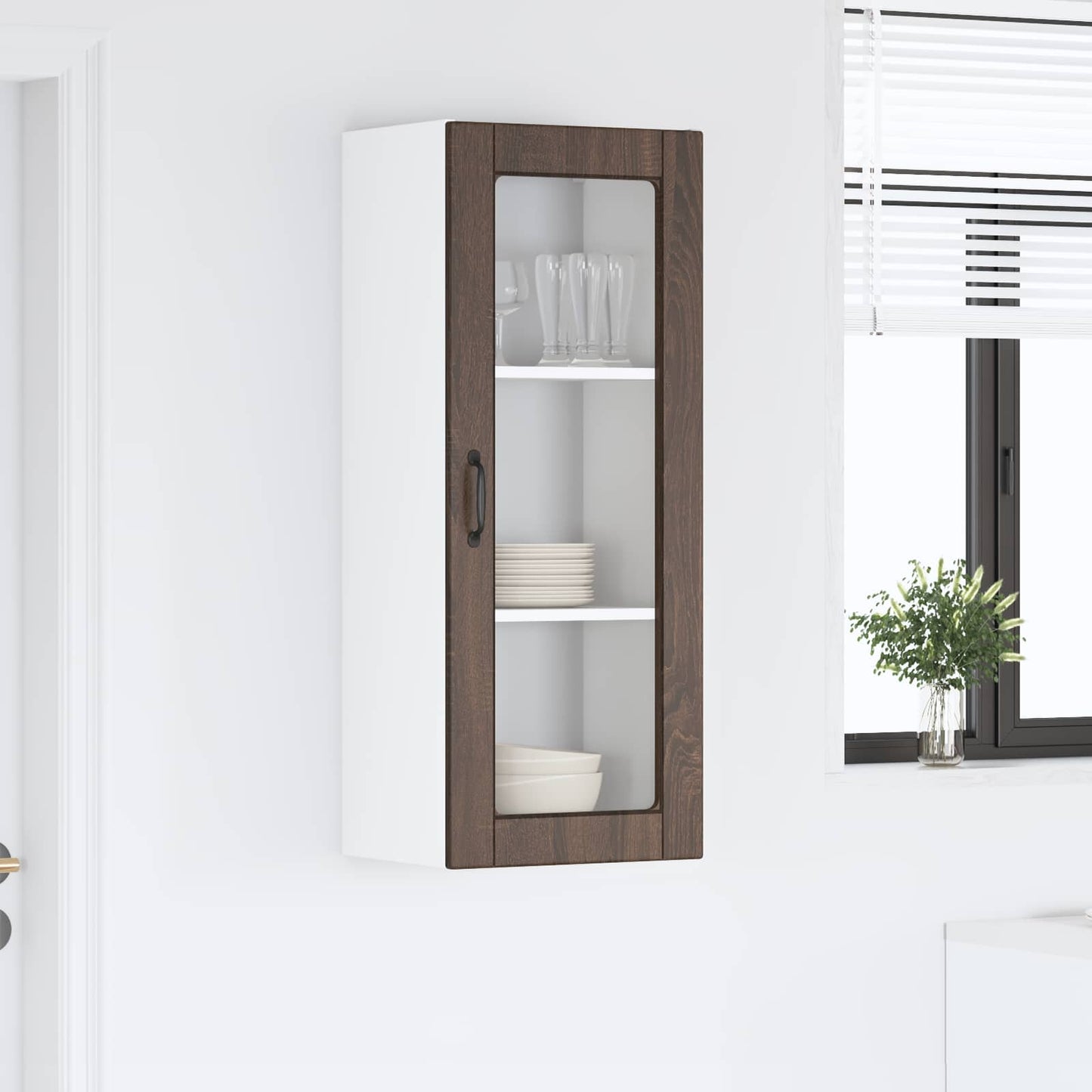 Vegghylle PORTO Brun Eik 40 x 31 x 100 cm Konstruert tre