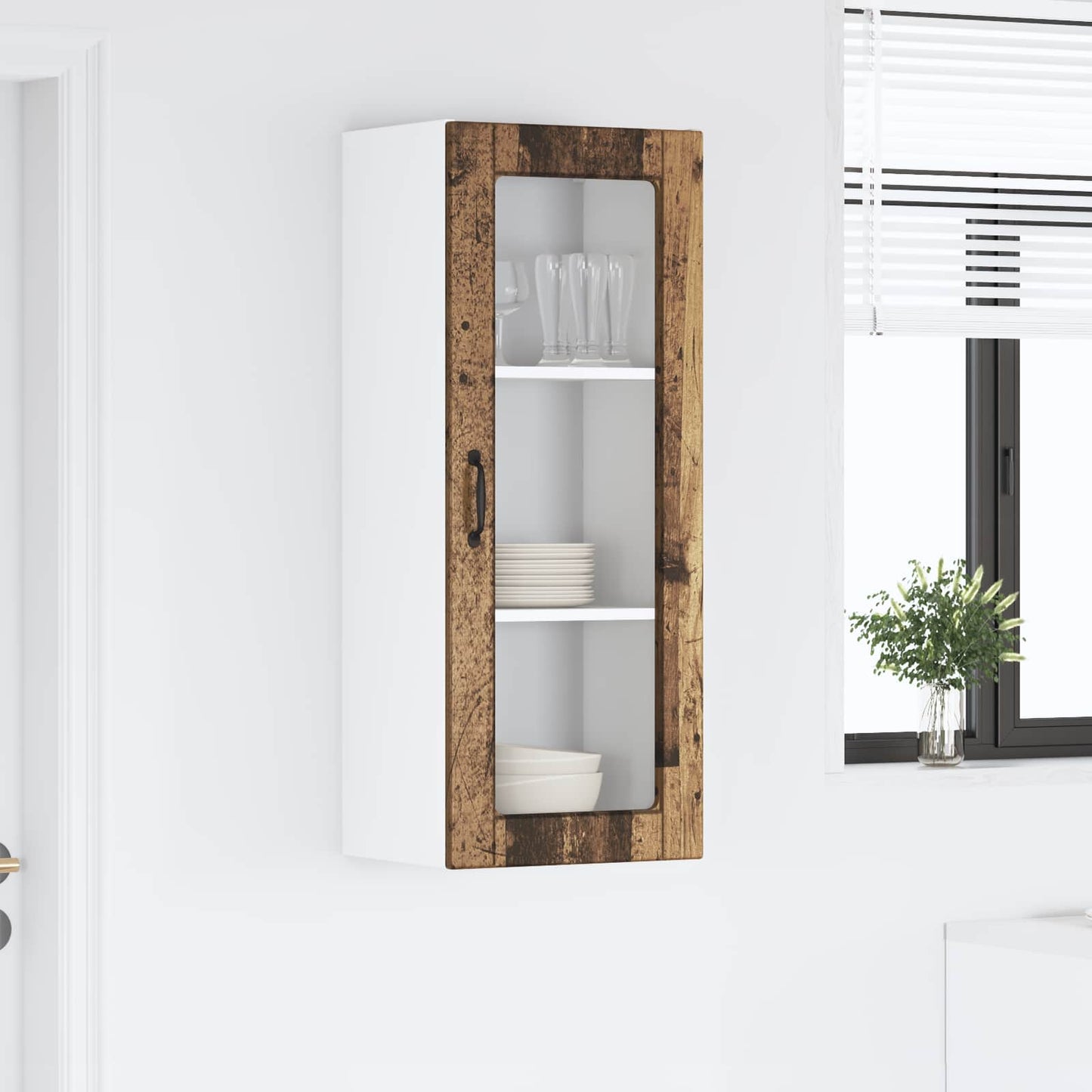Vegghylle PORTO Gammelt tre 40 x 31 x 100 cm Konstruert tre