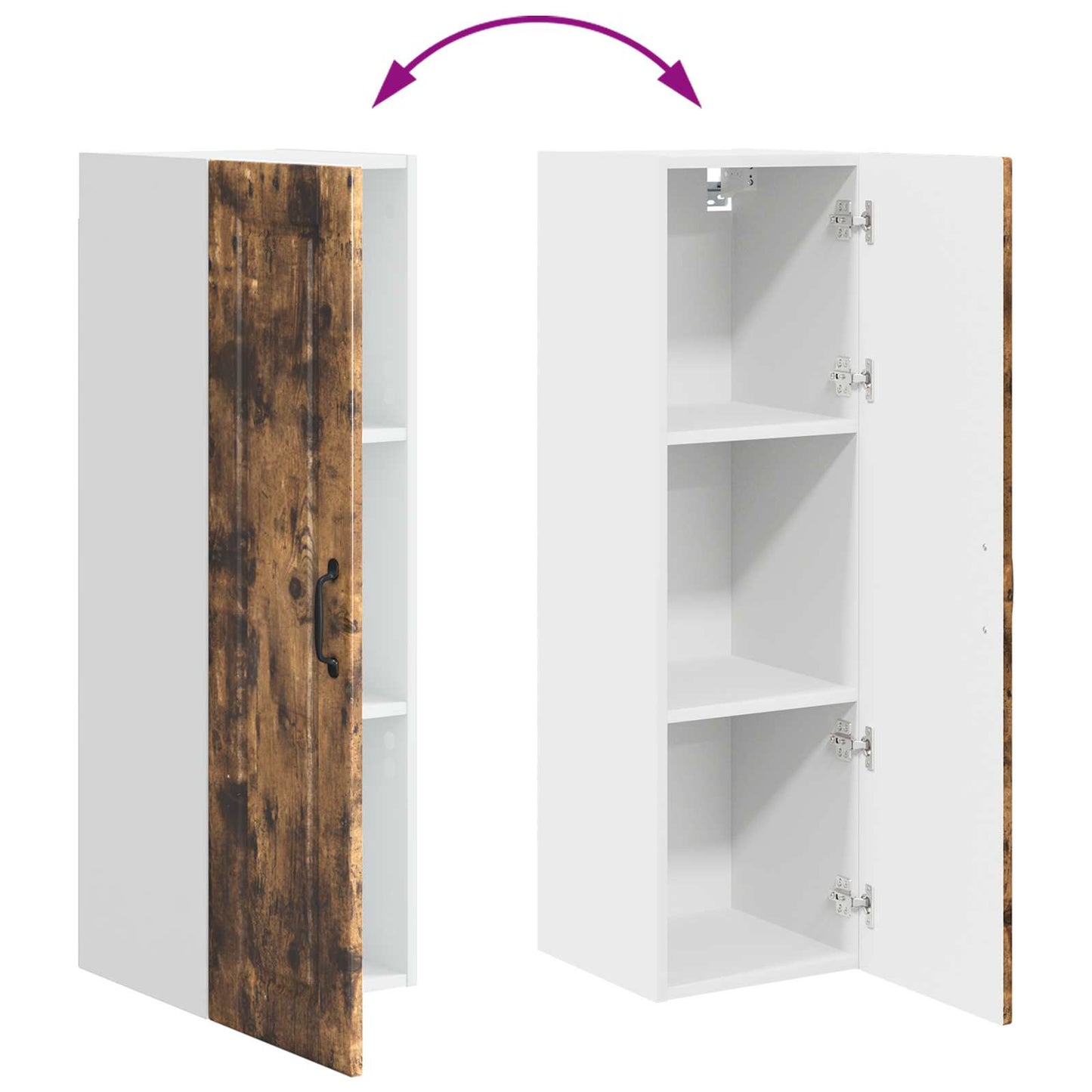 Veggskap PORTO Røkt eik 30 x 31 x 100 cm Konstruert tre
