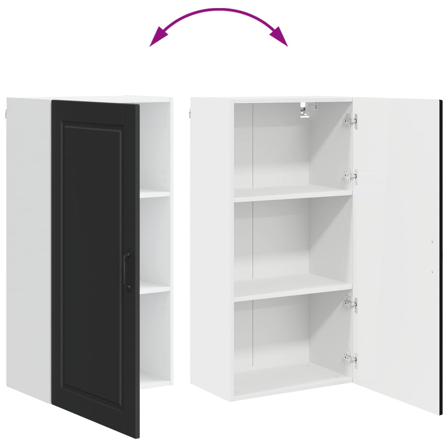 Veggskap PORTO Svart 50 x 31 x 100 cm Konstruert tre