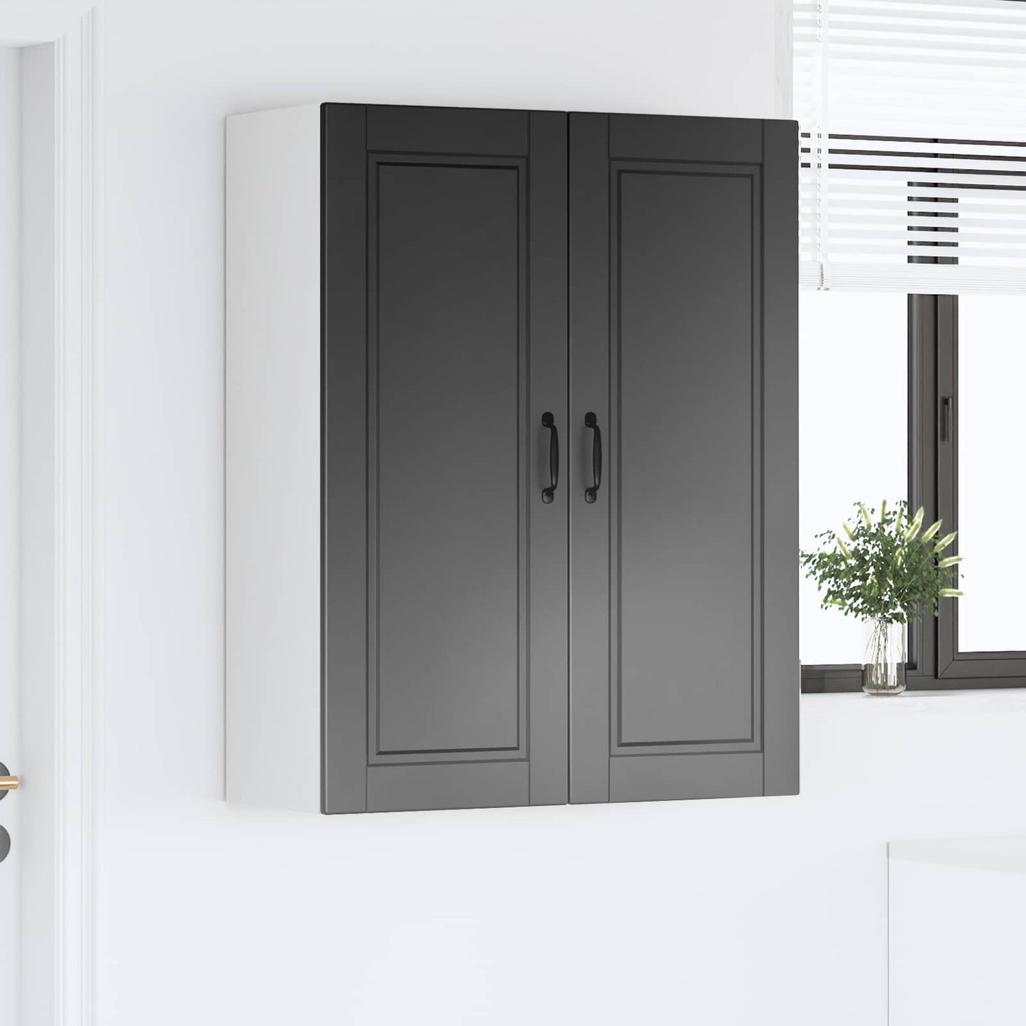 Veggskap PORTO Svart 80 x 31 x 100 cm Konstruert tre