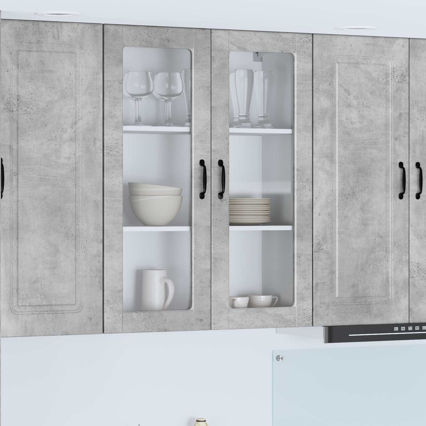 Vegghylle PORTO Betonggrå 80 x 31 x 100 cm Konstruert tre
