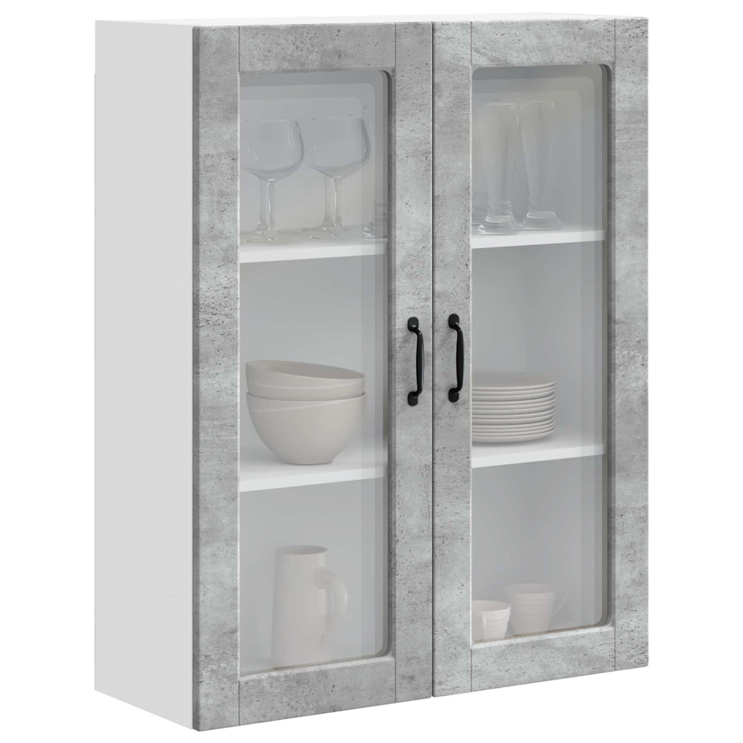Vegghylle PORTO Betonggrå 80 x 31 x 100 cm Konstruert tre