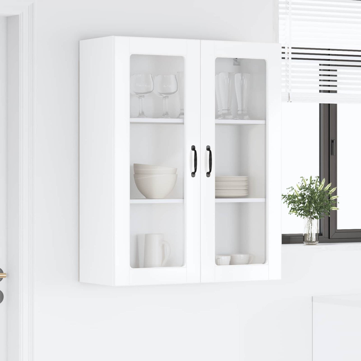 Vegghylle PORTO Høyglanset hvit 80 x 31 x 100 cm Konstruert tre
