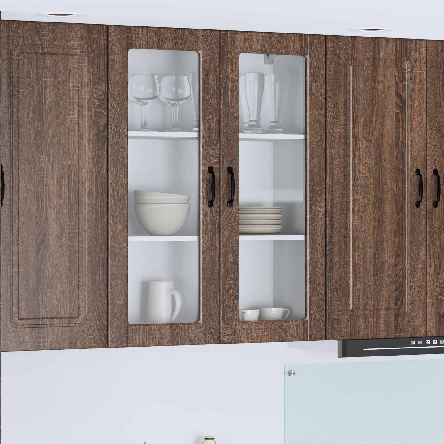Vegghylle PORTO Brun Eik 80 x 31 x 100 cm Konstruert tre