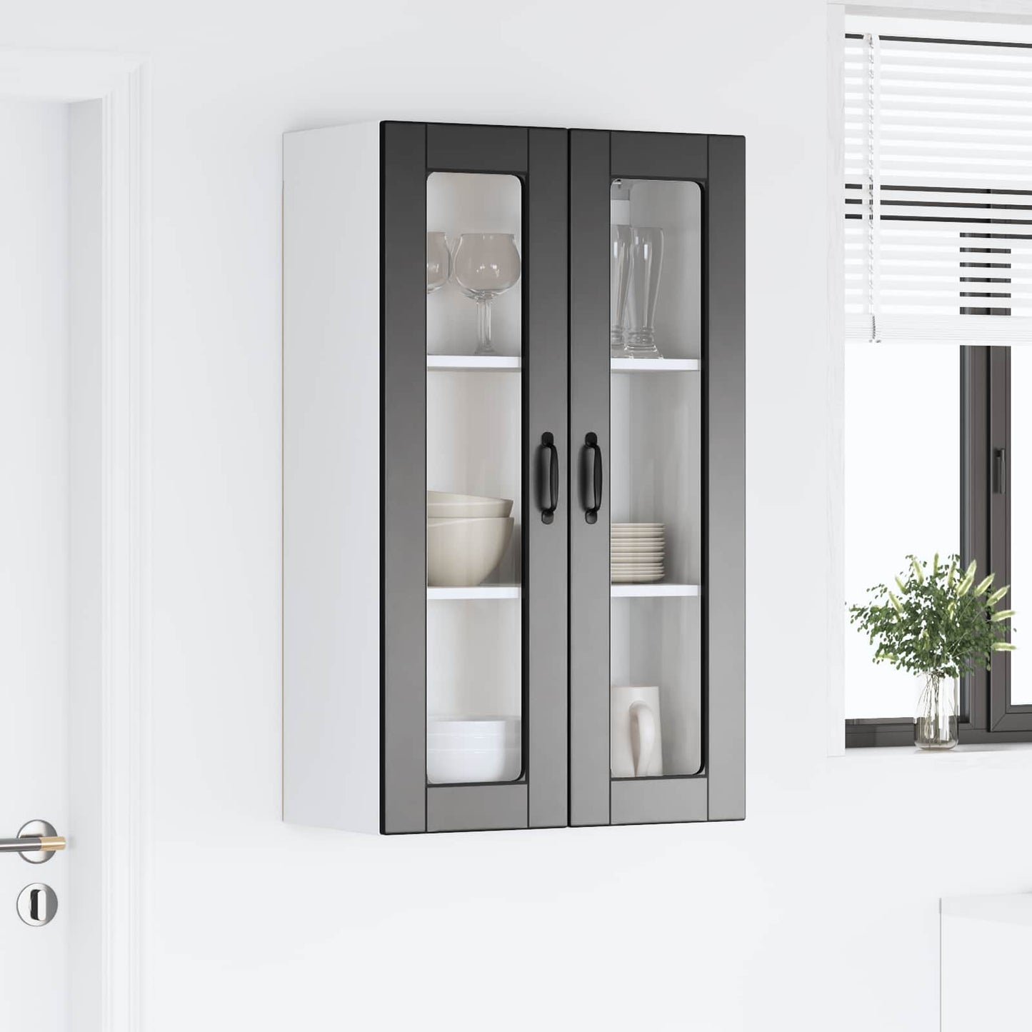 Vegghylle PORTO Svart 60 x 31 x 100 cm Konstruert tre