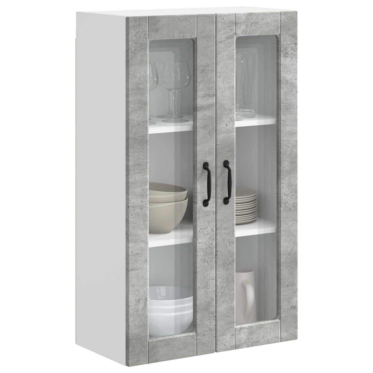 Vegghylle PORTO Betonggrå 60 x 31 x 100 cm Konstruert tre